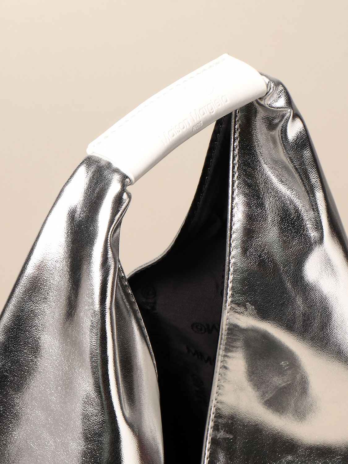 MM6 MAISON MARGIELA: Metallic asymmetric tote bag - Silver | Tote Bags
