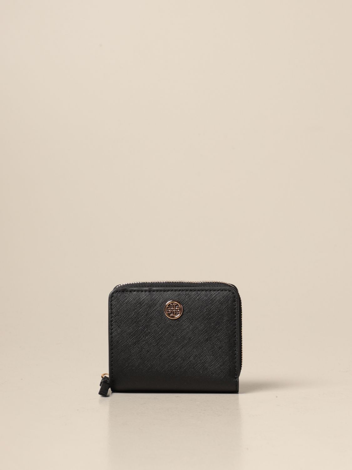 Tory Burch Outlet: wallet in leather with metallic emblem - Black | Tory  Burch mini bag 56621 online on 