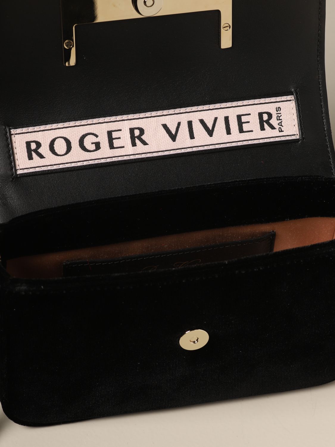 ROGER VIVIER: Call Me Très velvet bag - Black | Backpack Roger 