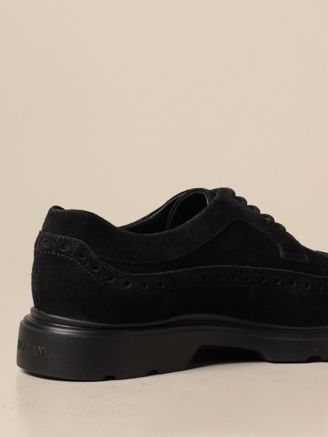 Hogan Outlet H393 derby in suede Brogue Shoes Hogan Men Black