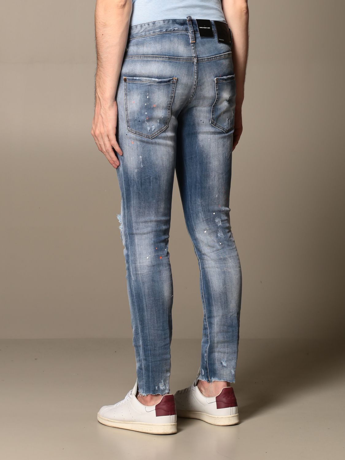 DSQUARED2: jeans in used denim with tears - Blue | Jeans Dsquared2 ...