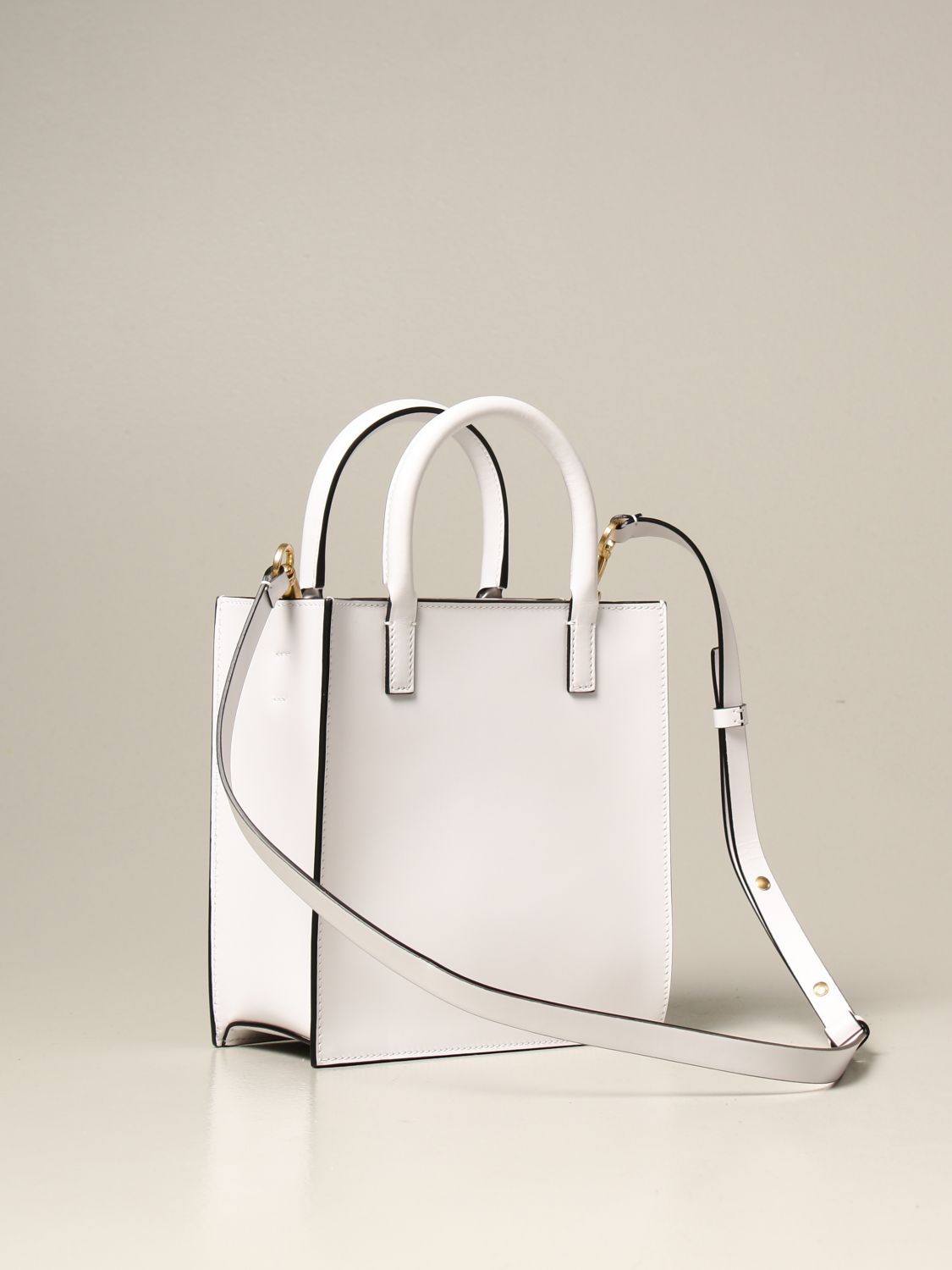 VALENTINO GARAVANI: VLogo Walk leather bag - White | Crossbody Bags