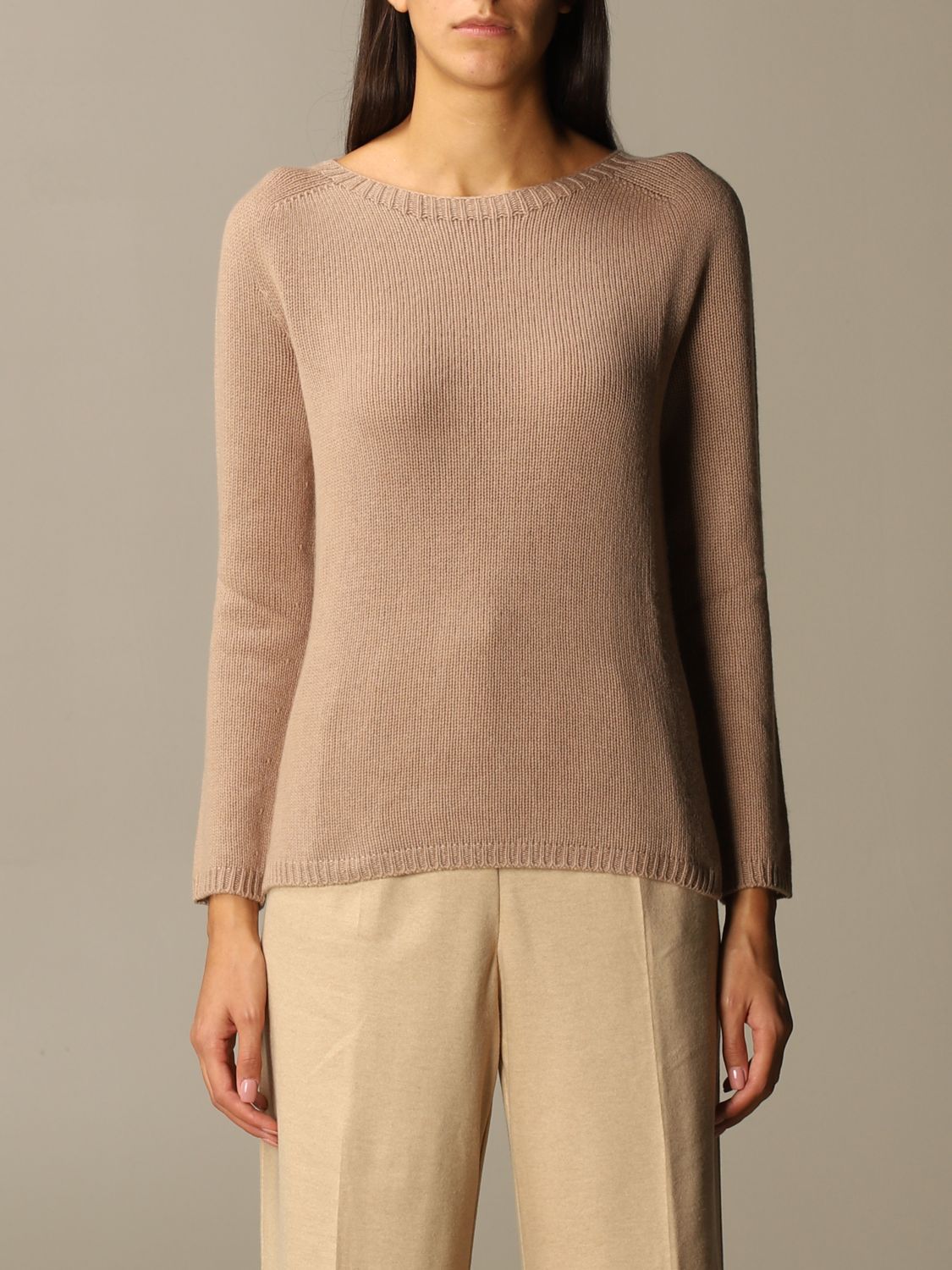 Max Mara Outlet: cashmere sweater - Camel | Max Mara sweater ...