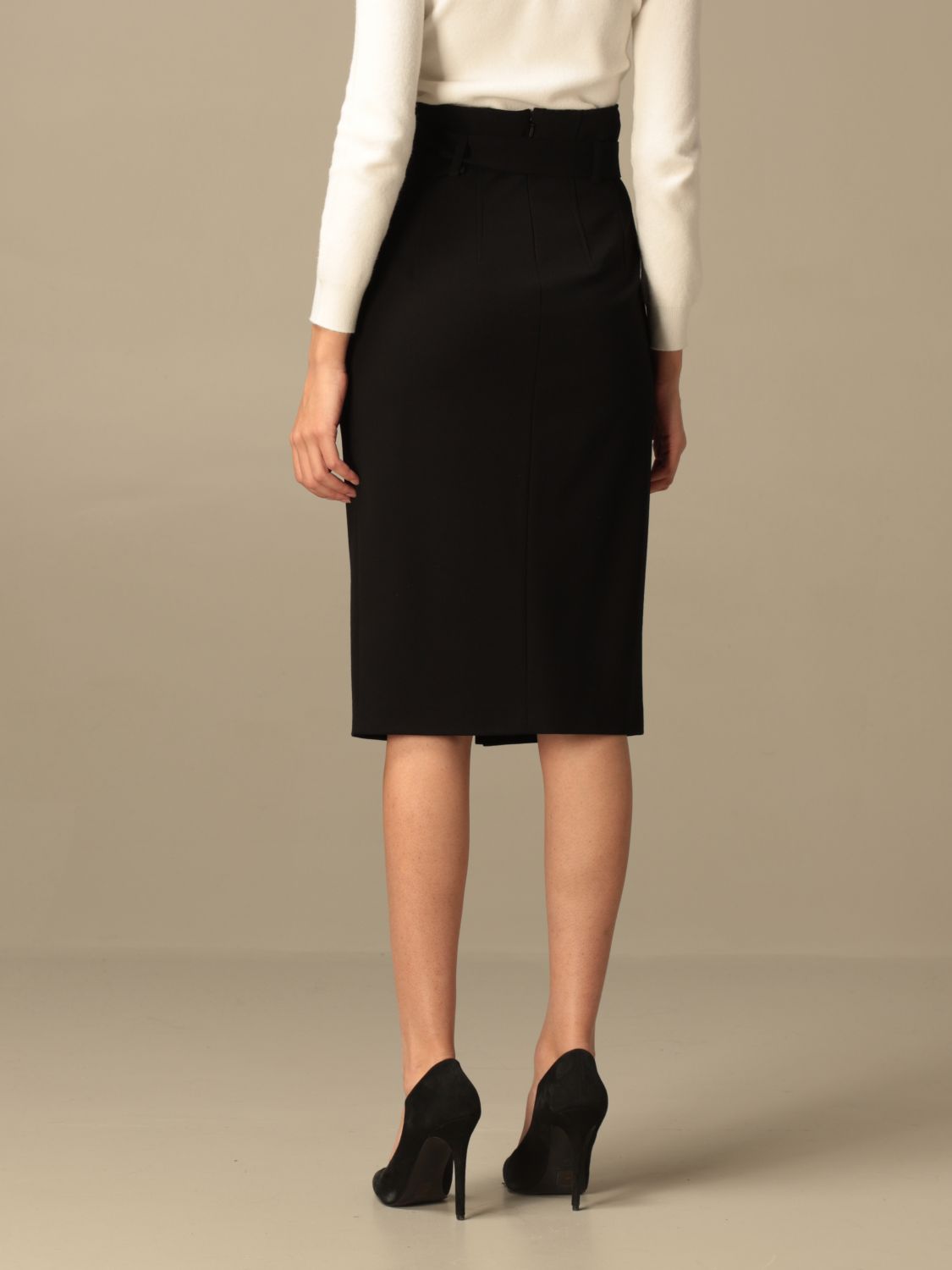 PINKO: pencil skirt with belt and logoed buckle - Black | Pinko skirt ...