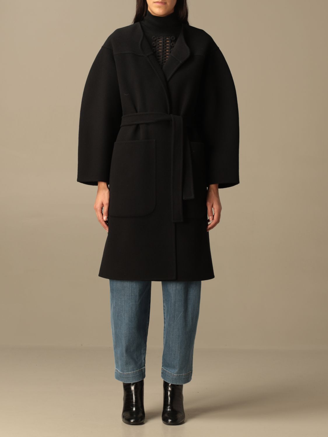 See By Chloé Outlet: wrap coat - Black | See By Chloé coat ...