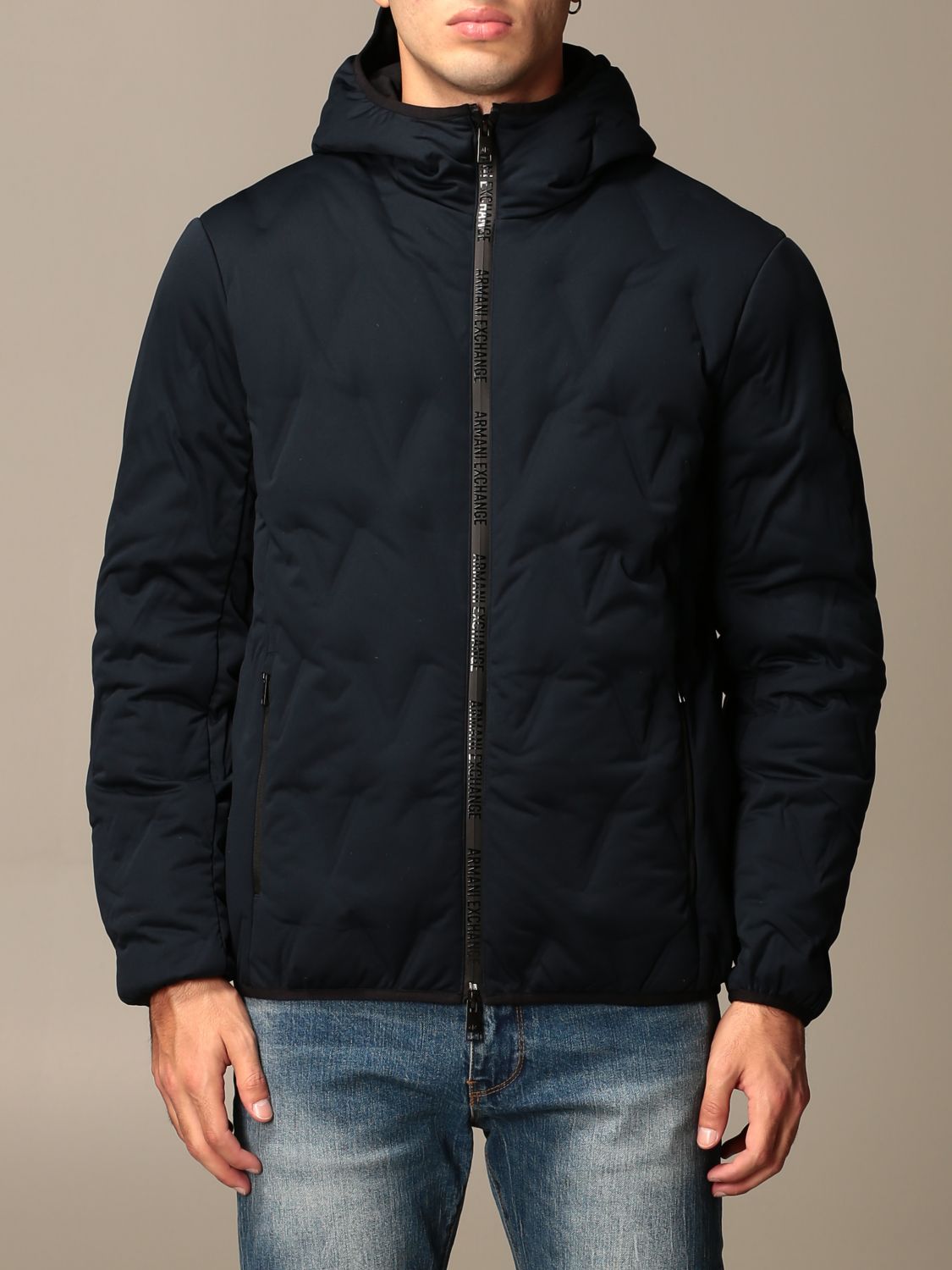ARMANI EXCHANGE: down jacket in padded technical fabric - Blue | ARMANI ...