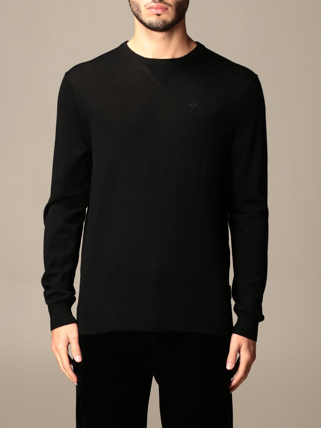 ARMANI EXCHANGE: basic crewneck sweater - Black | Armani Exchange