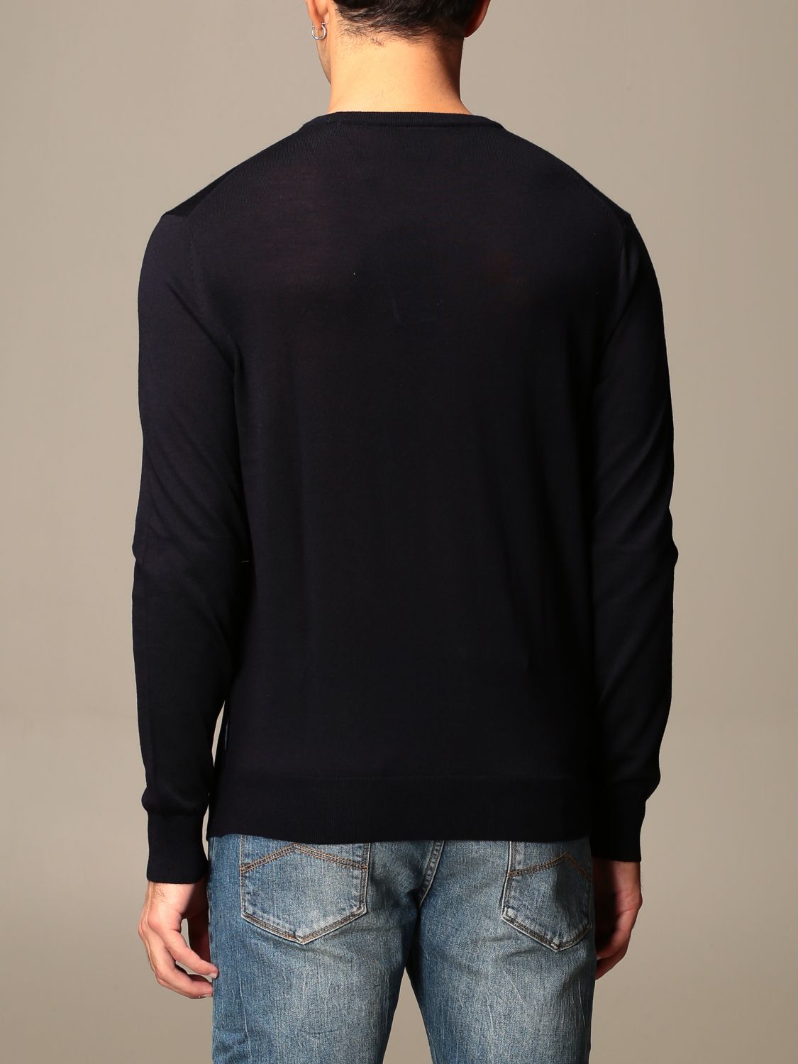 ARMANI EXCHANGE: basic crewneck sweater - Blue | Sweater Armani ...