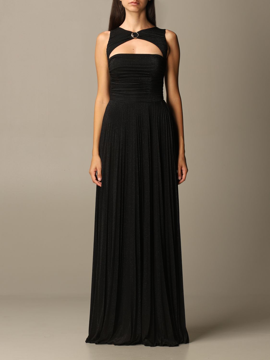 Elisabetta Franchi Outlet: dress in laminated jersey - Black ...