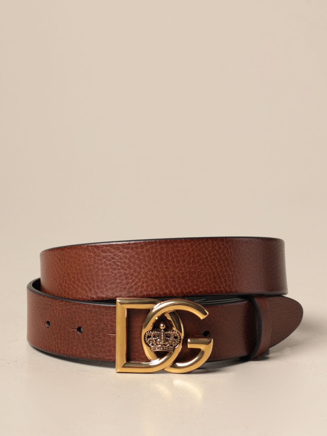 DOLCE & GABBANA: leather belt with DG buckle | Belt Dolce & Gabbana Men ...