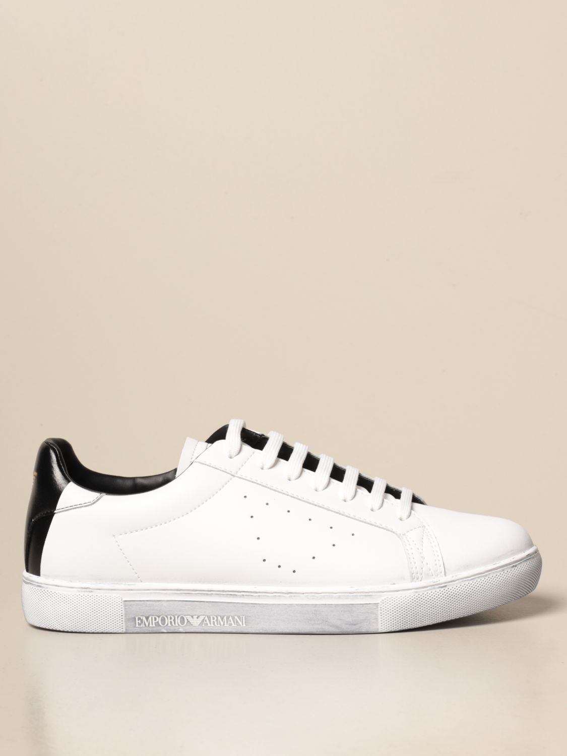 Stumble Out of date balcony EMPORIO ARMANI: sneakers in leather - White | Emporio Armani sneakers  X4X316 XM500 online on GIGLIO.COM