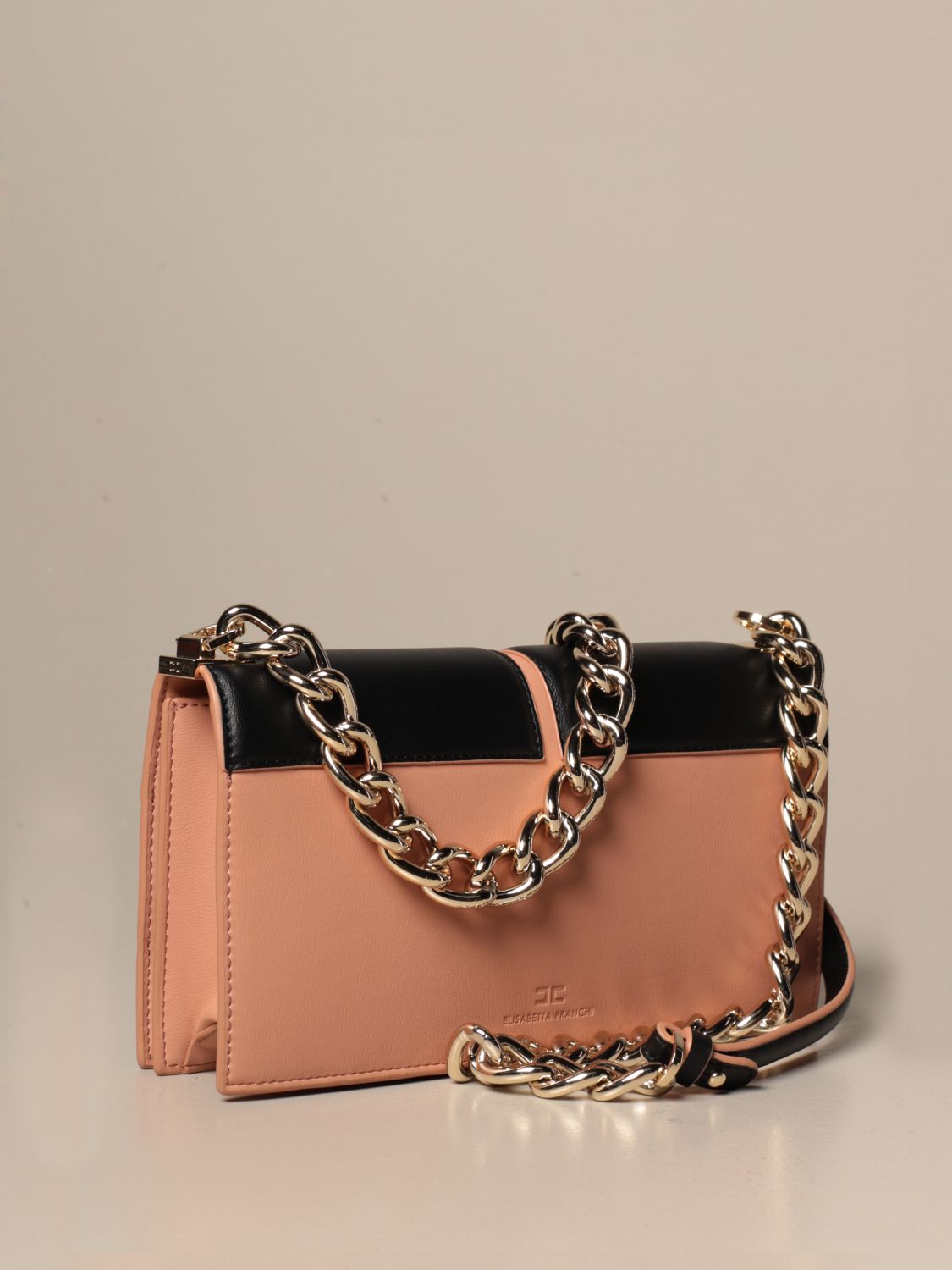 Elisabetta Franchi Autunno Inverno 19/20 borsa a busta rosa antico con logo  - BS-20A-96E2-V189 153