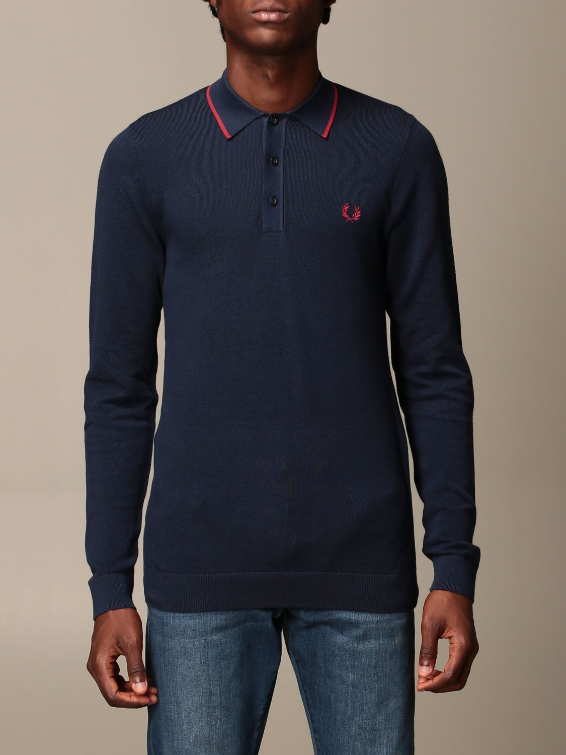 FRED PERRY: polo shirt with logo - Blue | Fred Perry polo shirt K9550 ...