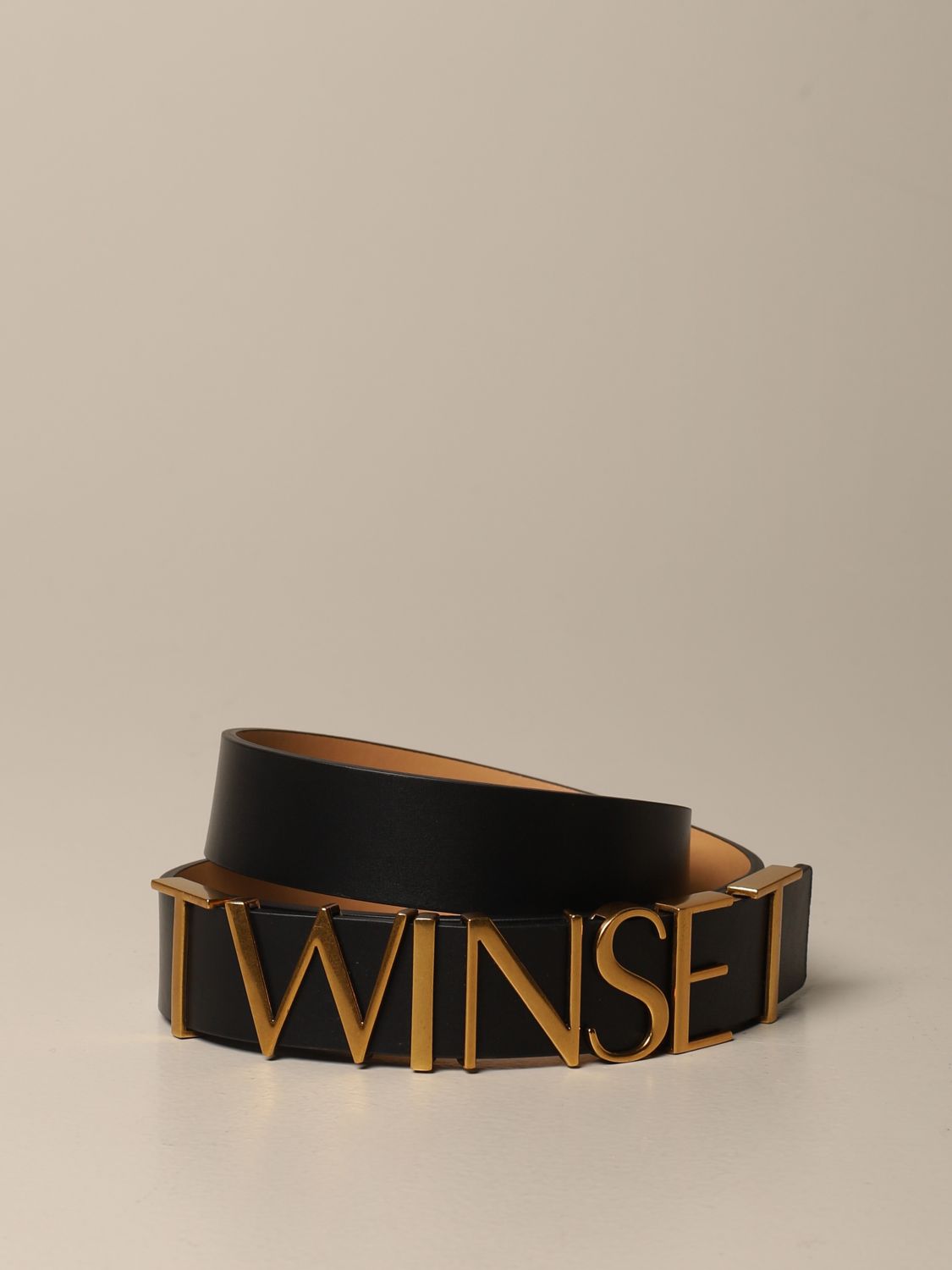 Twin-set leather belt with big logo lettering | Belt Twin Set Women ...