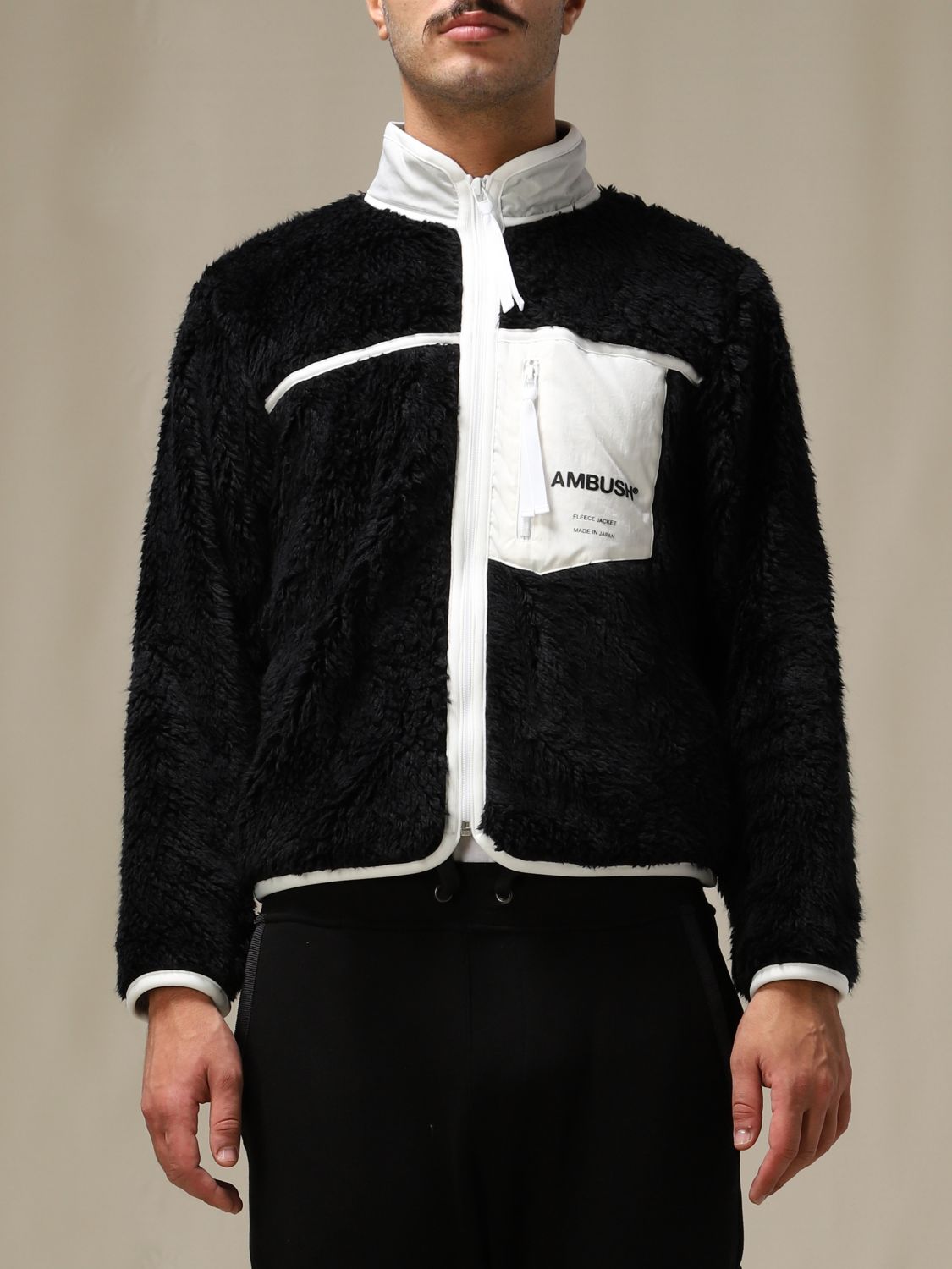 Ambush Outlet: bi-material zip jacket with logo - Black | Ambush jacket ...