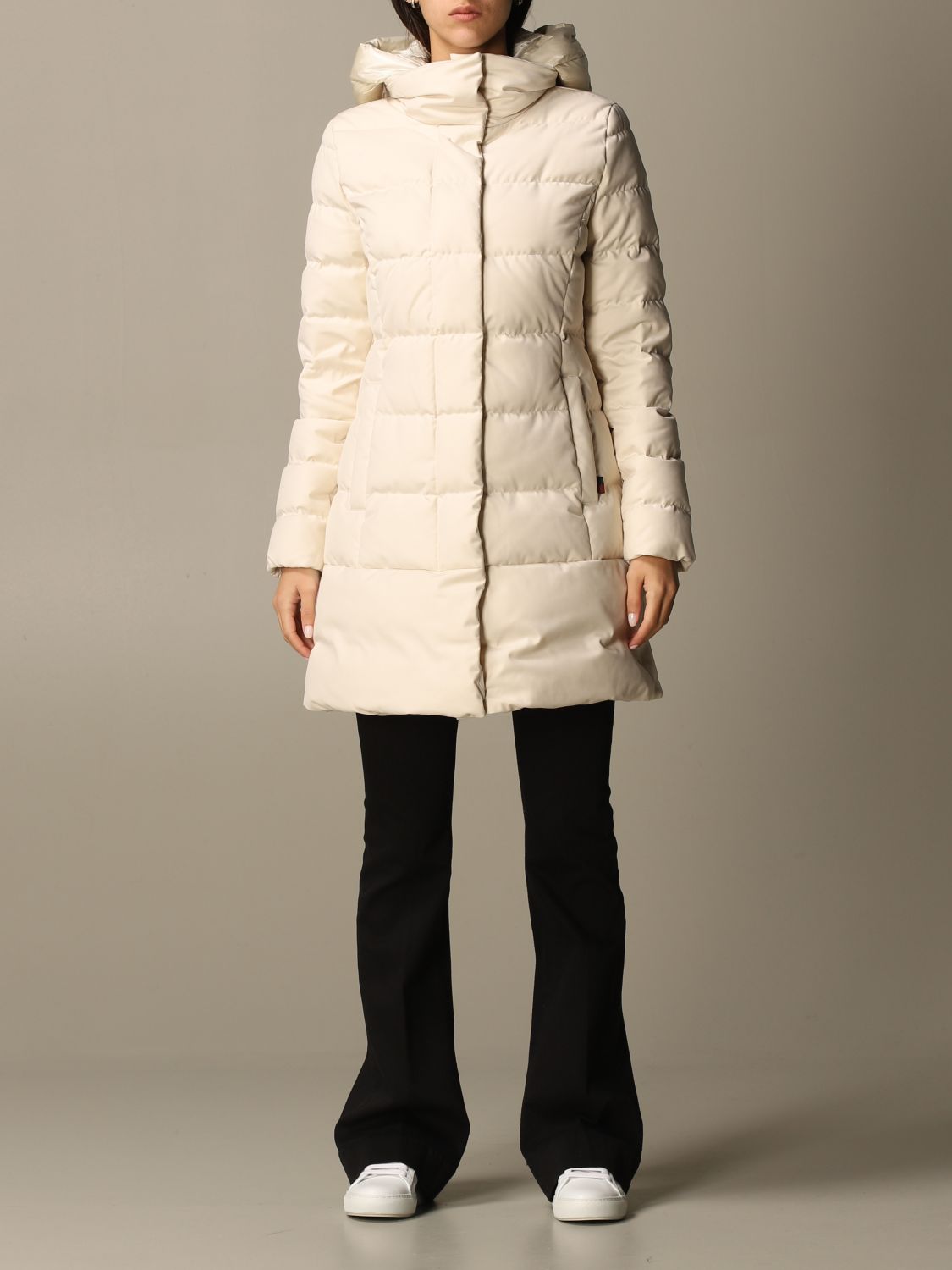 WOOLRICH: down jacket with nylon hood - White | Woolrich jacket ...