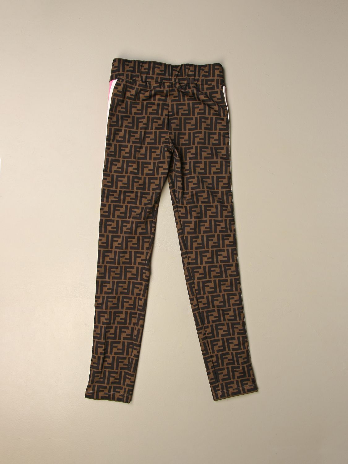 FENDI: trousers with all-over FF logo - Brown  Fendi pants JFF209 ADF3  online at
