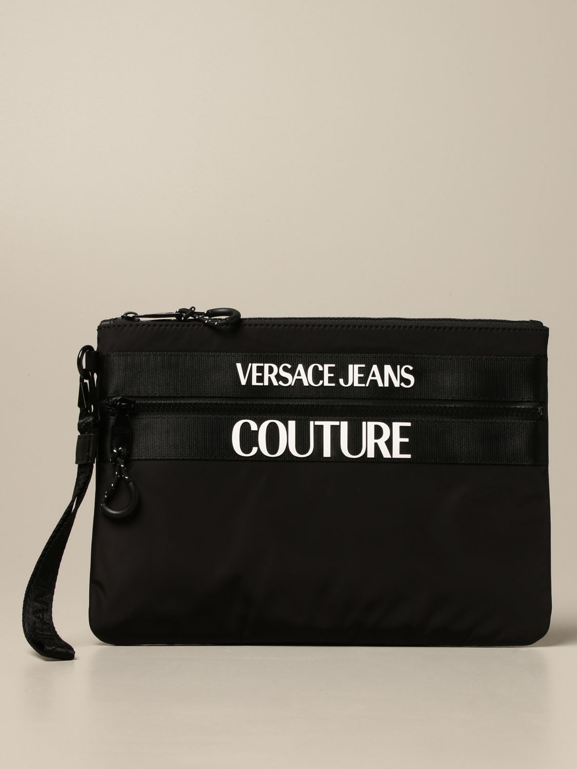 VERSACE JEANS COUTURE nylon clutch Black Versace Jeans Couture