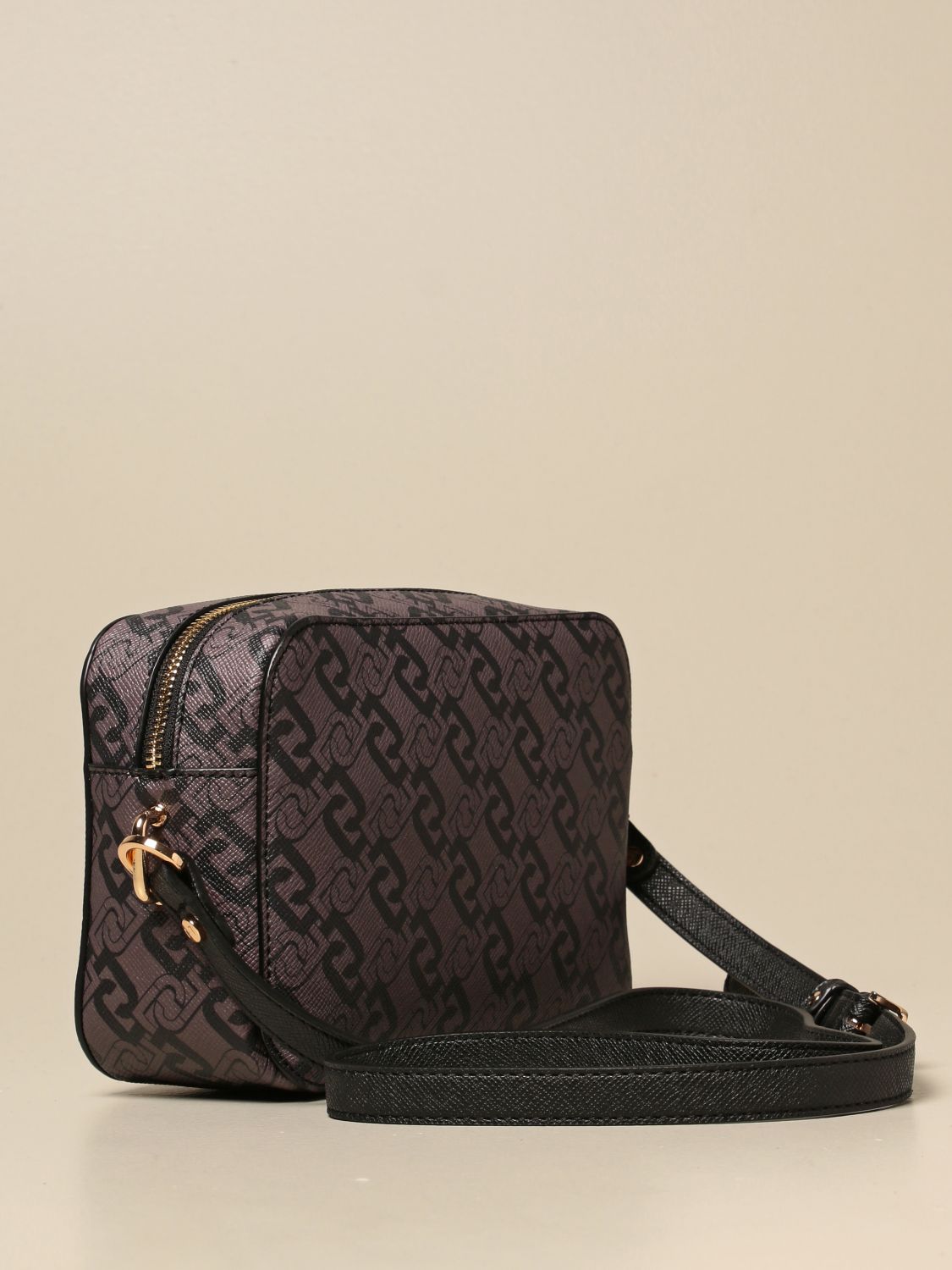 LIU JO: shoulder bag in synthetic leather with city pattern - Brown ...