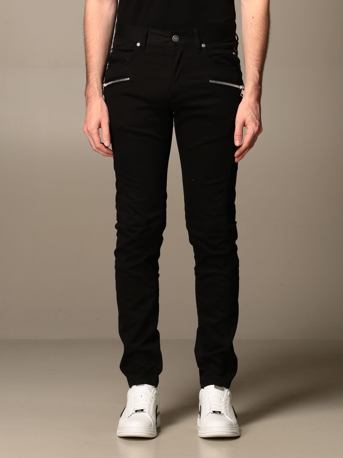 BALMAIN: cotton trousers - Black | Pants Balmain UH05460Z046 GIGLIO.COM