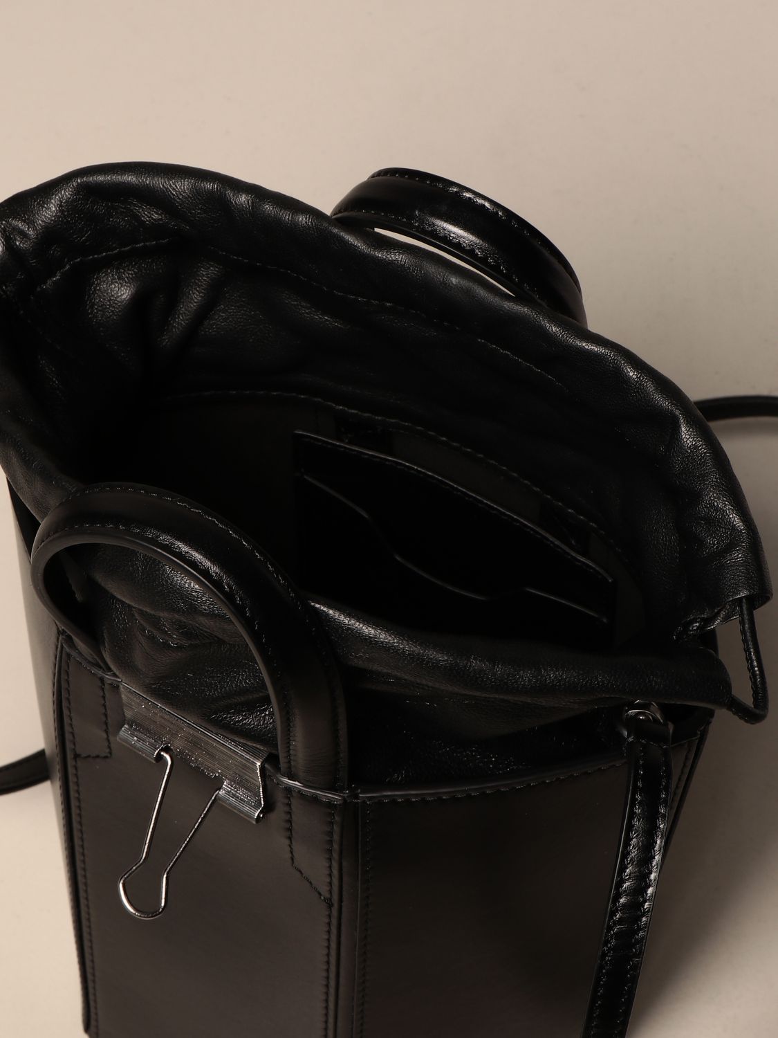 OffWhite Outlet Off White leather bag with metallic Binder clip