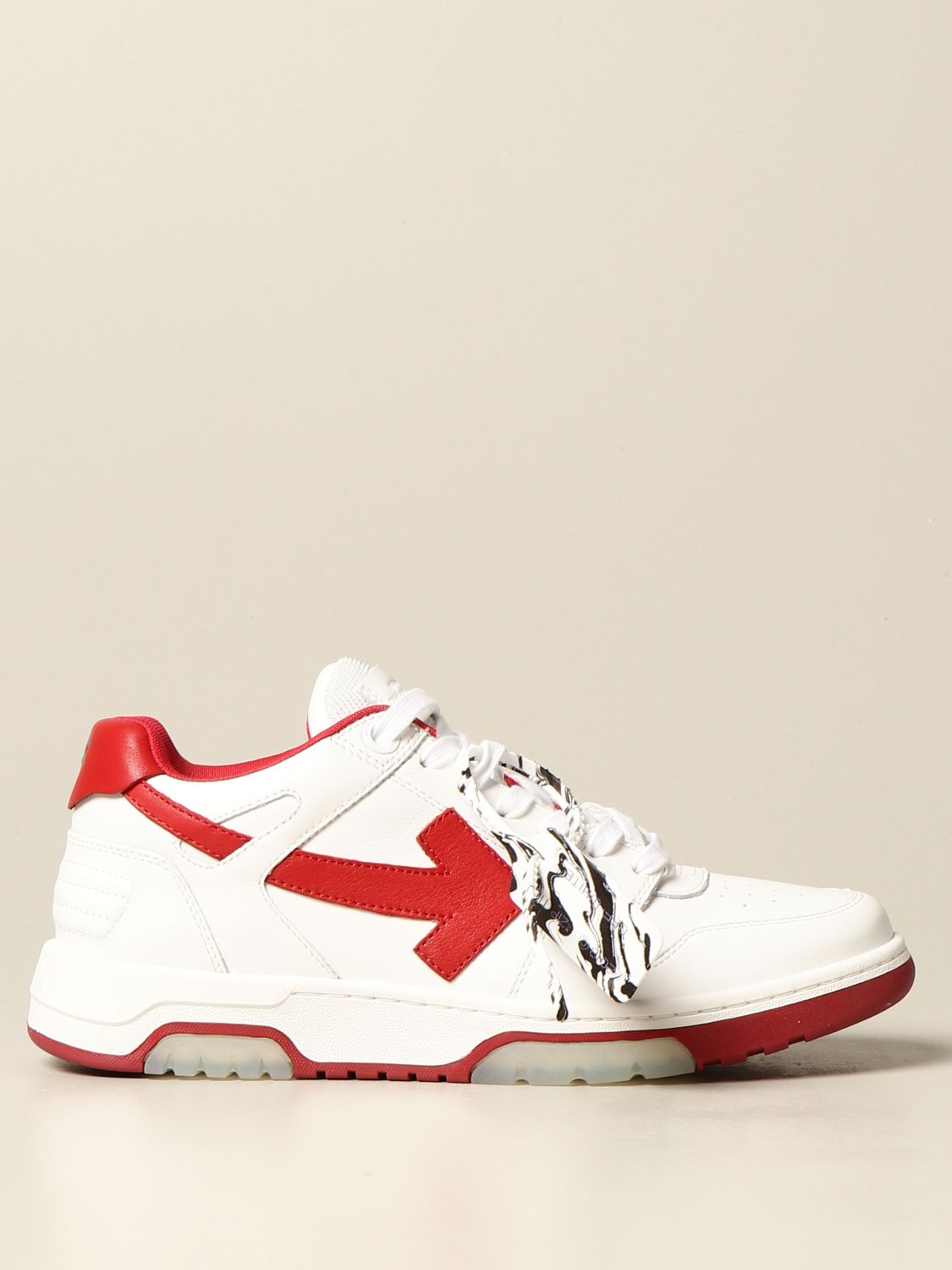 OFF-WHITE: Off White sneakers in smooth leather with arrow - White 1