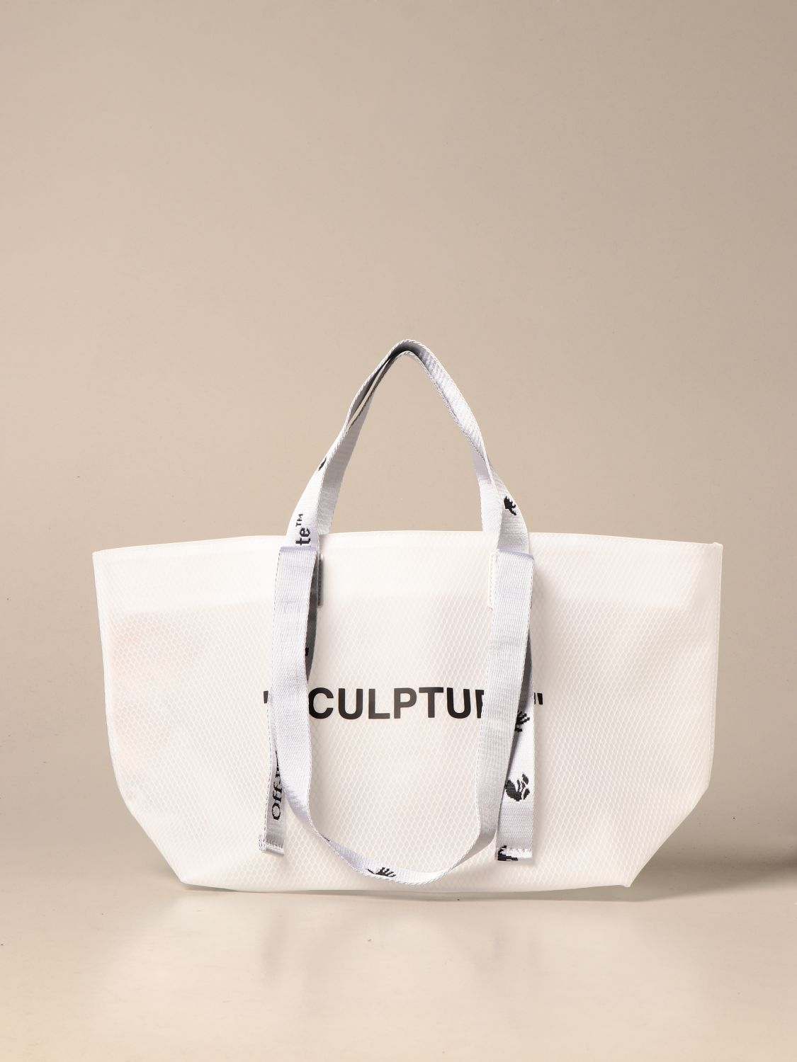 OFF WHITE: Commercial tote bag in pvc 