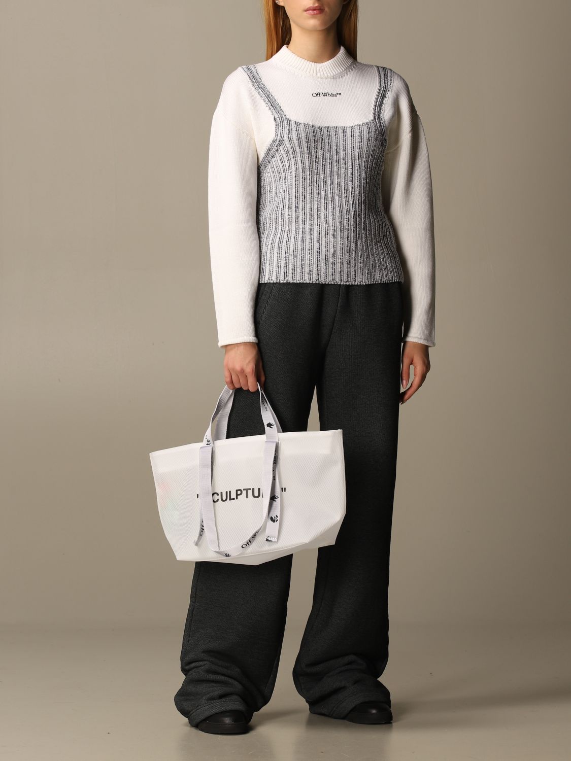 OFF-WHITE: tote bags for women - White  Off-White tote bags  OWNA143E20PLA002 online at