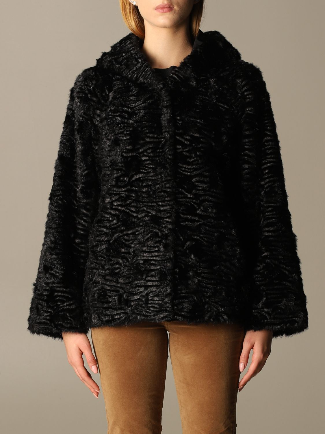 LIU JO: fur coats for woman - Black | Liu Jo fur coats WF0242E0707 ...