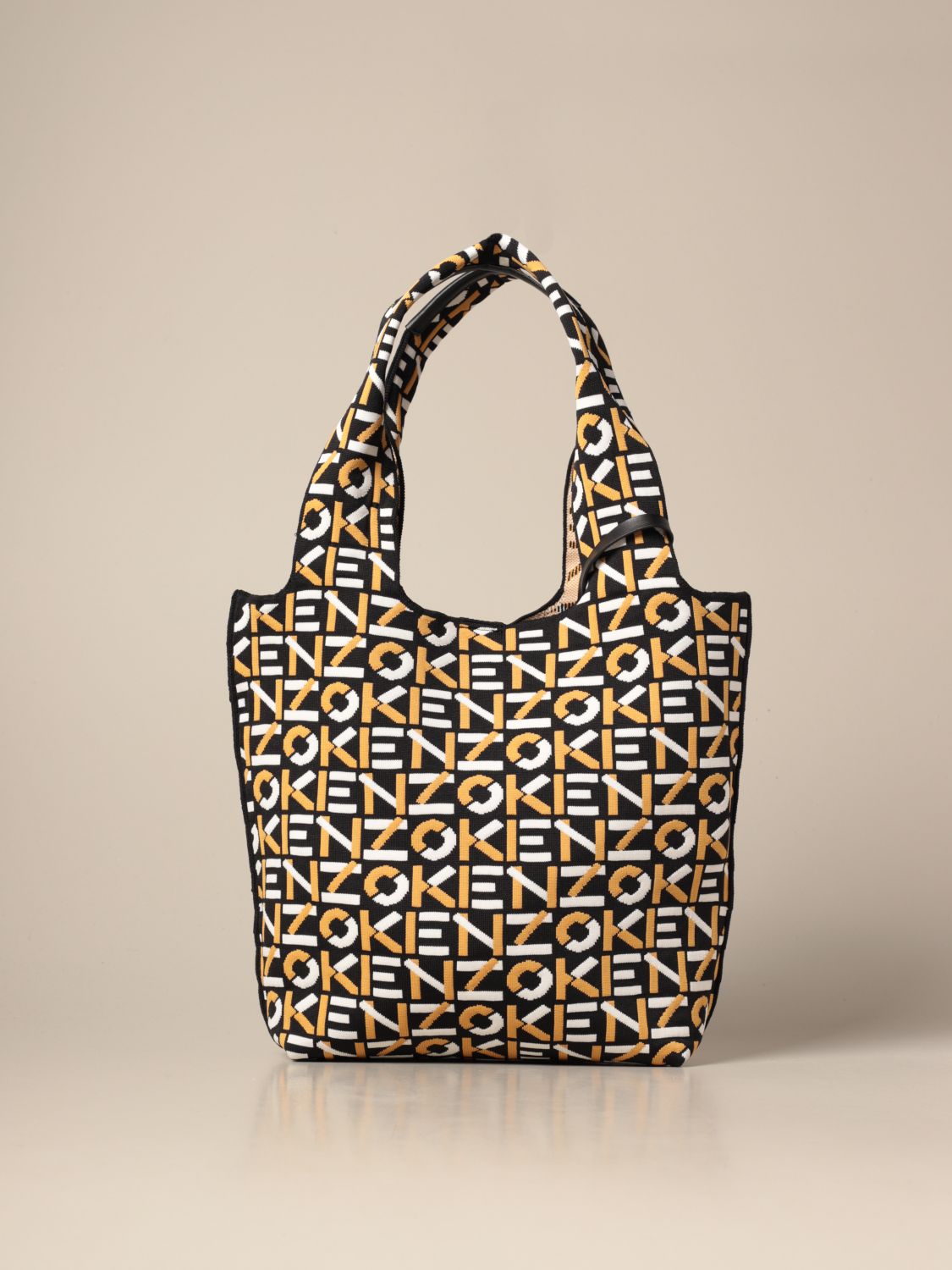 KENZO tote bag in technical fabric with all over logo Yellow Tote