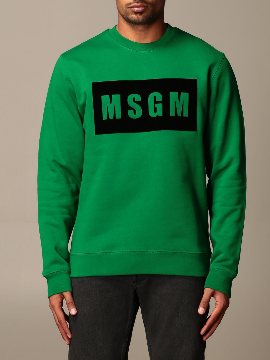 Msgm Outlet: sweatshirt with tone-on-tone logo print - Green