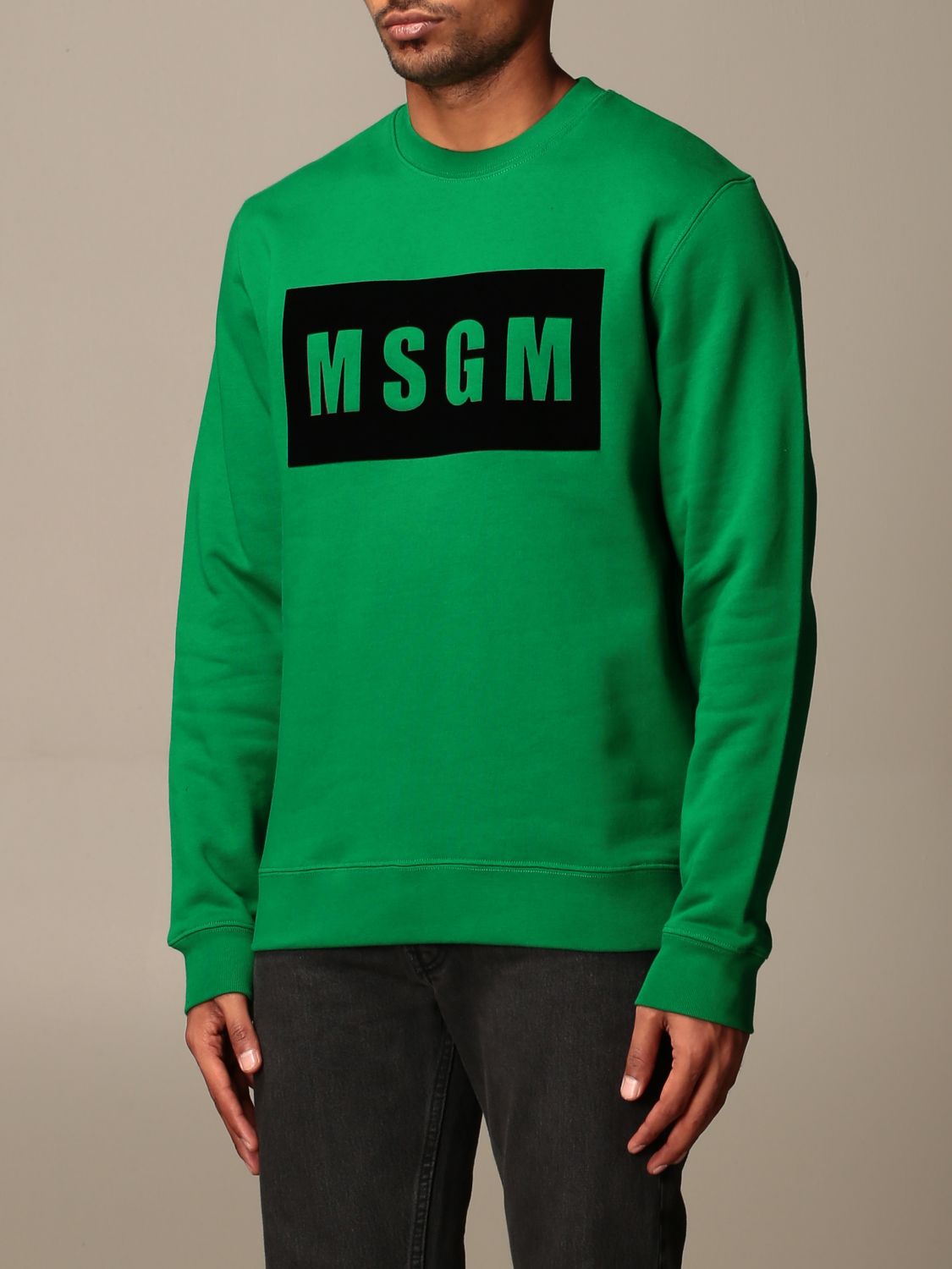 Msgm Outlet: sweatshirt with tone-on-tone logo print - Green