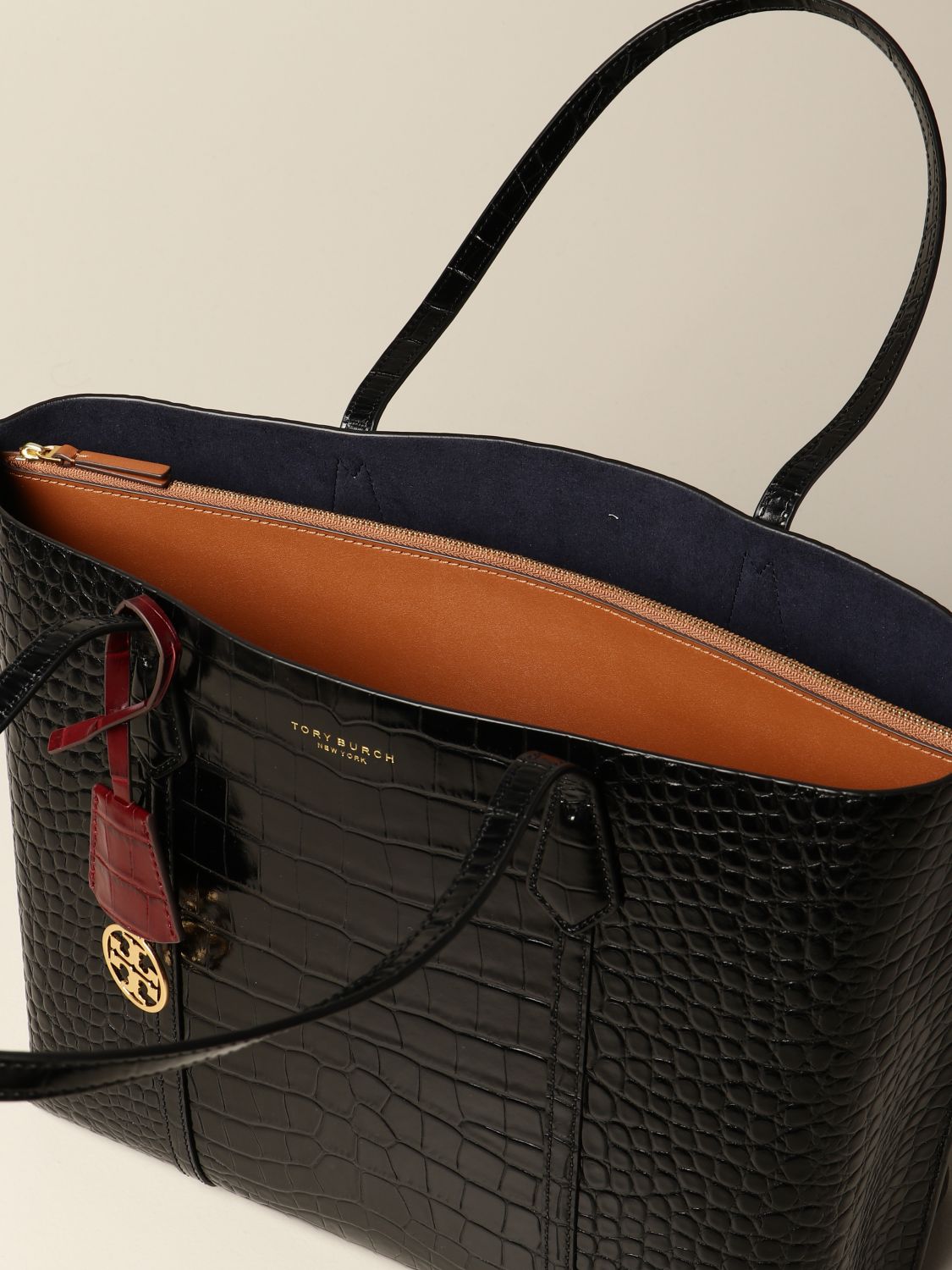 TORY BURCH: shoulder bag in crocodile print leather - Black | Tory Burch  handbag 73619 online on 