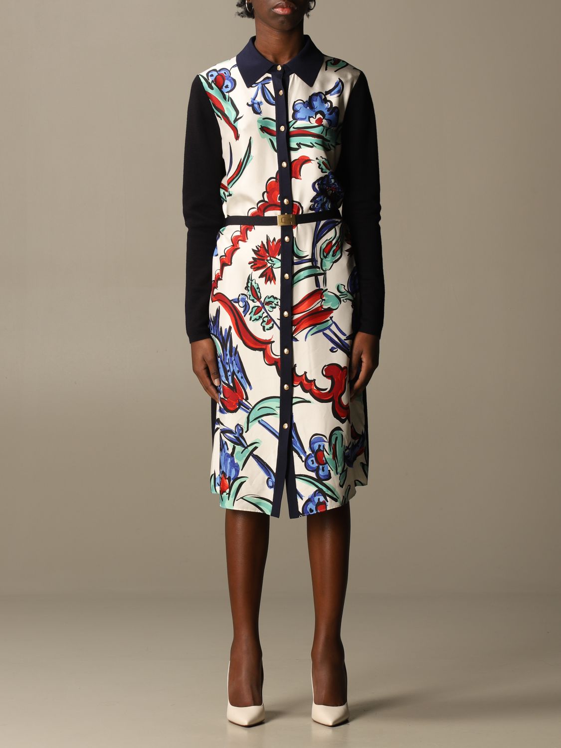 TORY BURCH: printed dress with belt - Multicolor | Tory Burch dress 76091  online on 