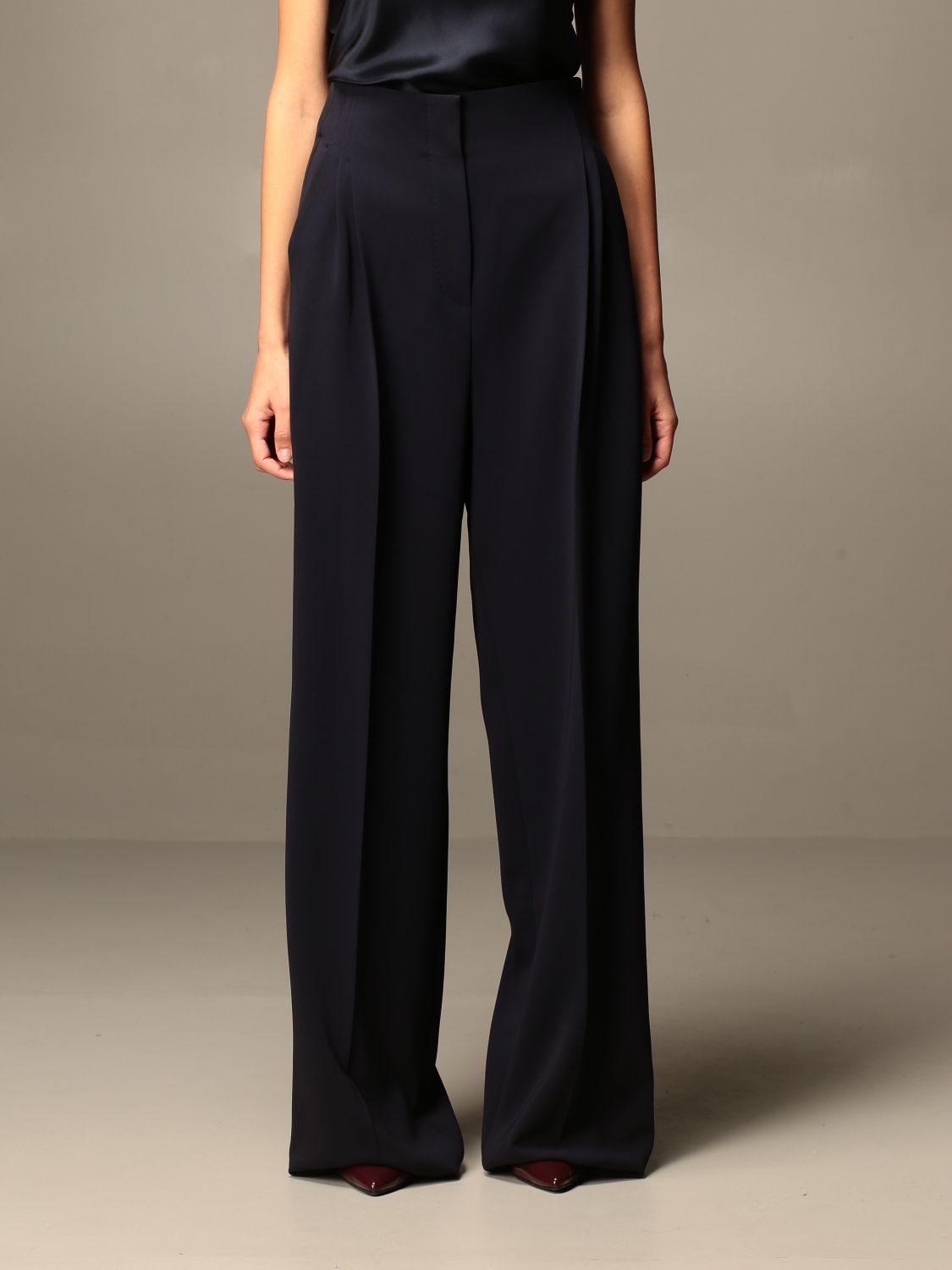 Max Mara Outlet: wide trousers - Blue | Max Mara pants 11360107600