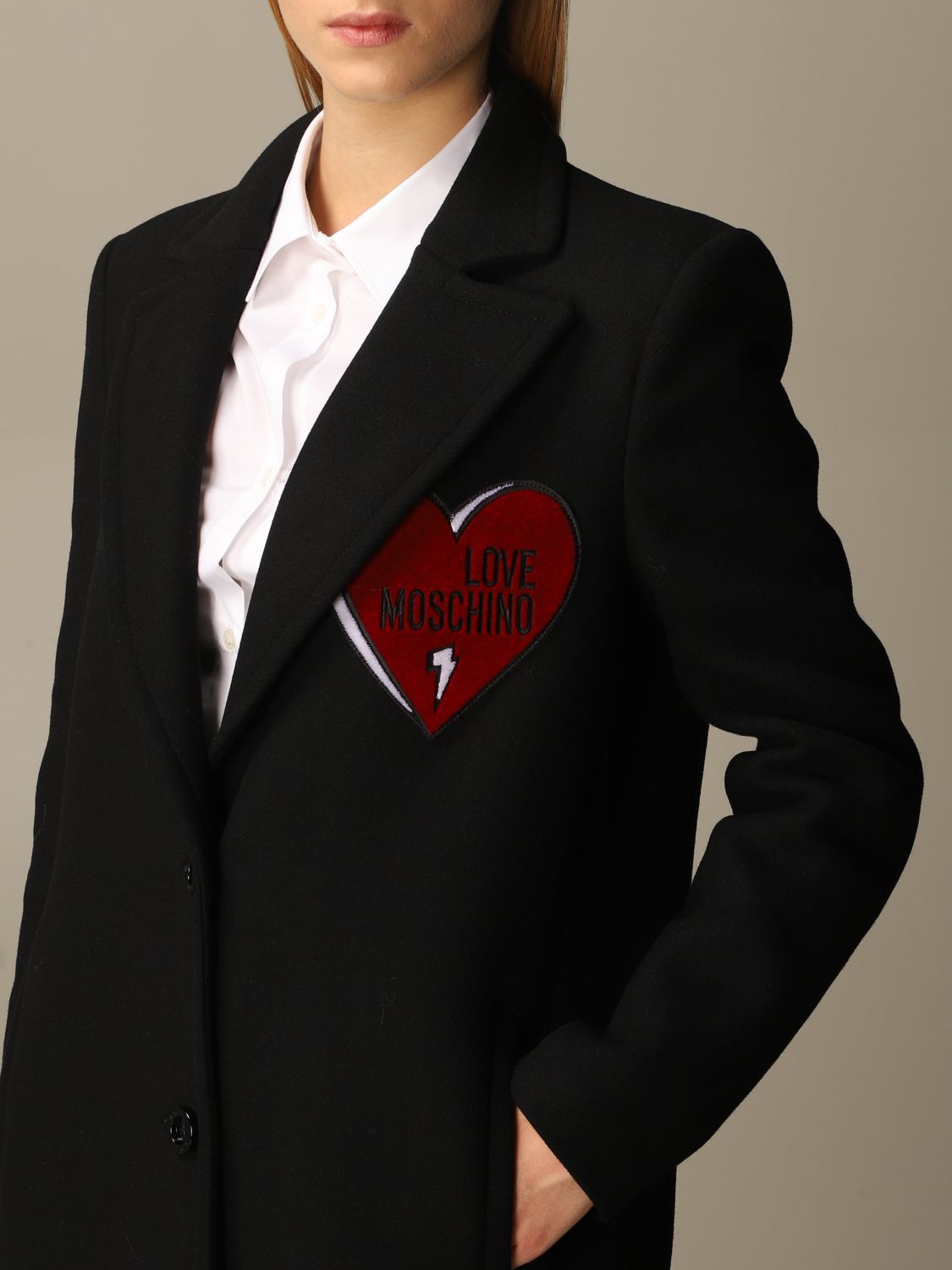 love moschino heart button coat