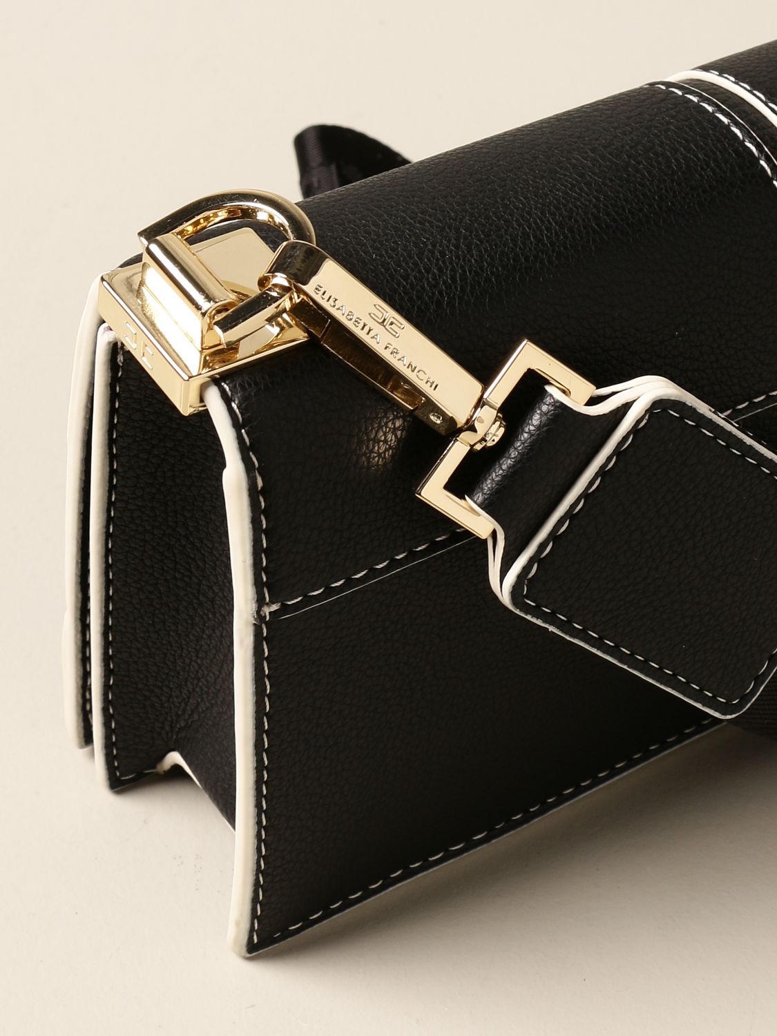 Elisabetta Franchi Bag In Synthetic Leather With Logo Shoulder Bag Elisabetta Franchi Women Black Shoulder Bag Elisabetta Franchi Bs71a 06e2 Giglio Com