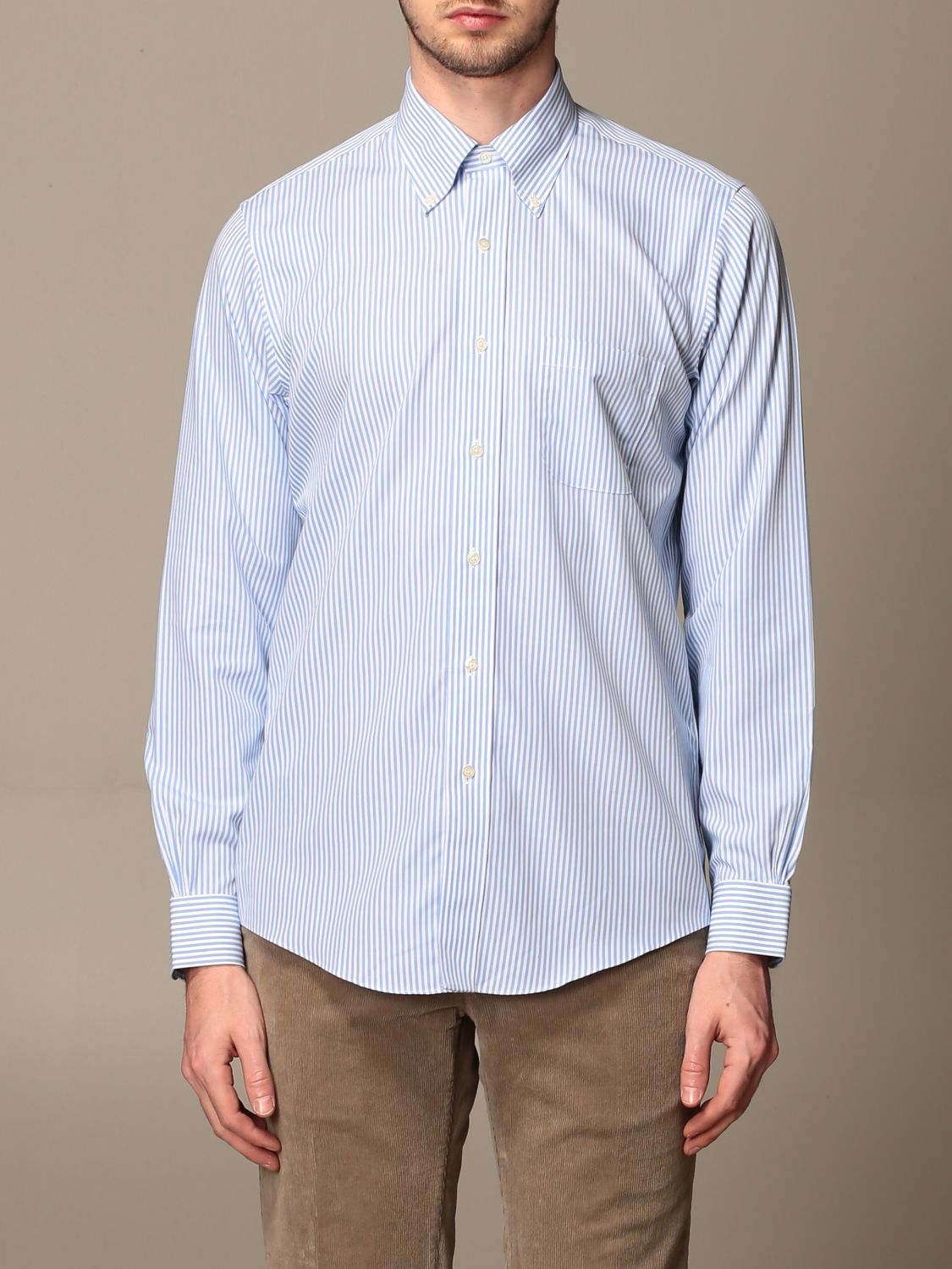 BROOKS BROTHERS: shirt in cotton with button down collar - Gnawed Blue ...