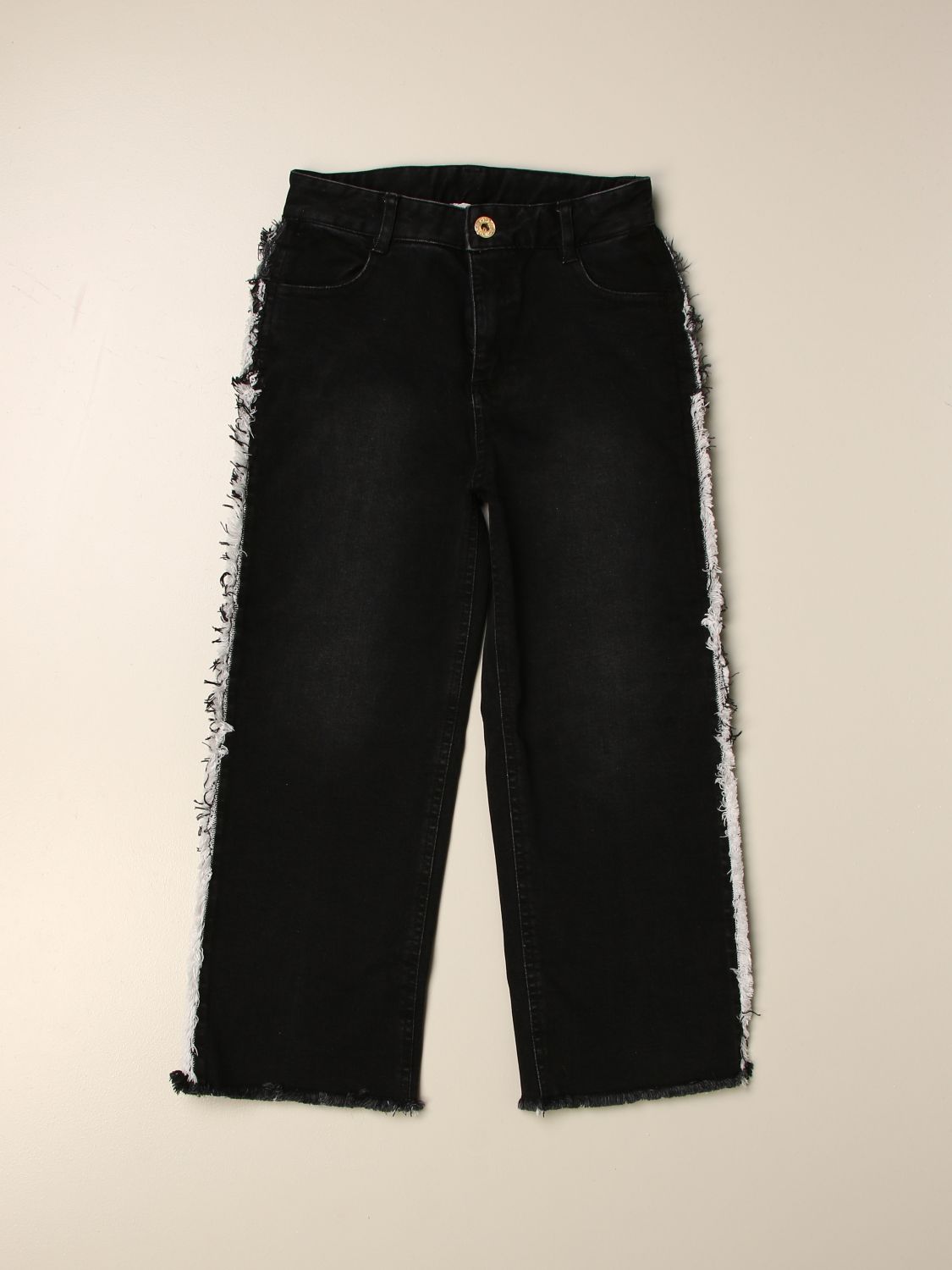 Twinset Outlet: Twin-set jeans in denim with logoed bands - Black | Jeans  Twinset 202GJ2457 GIGLIO.COM