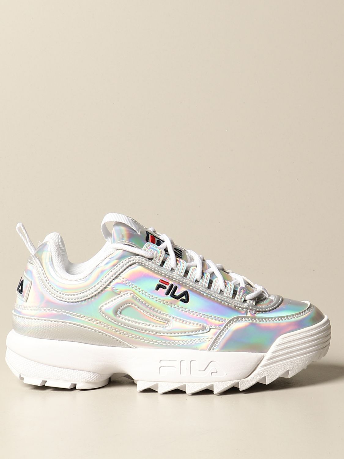 stewardess Omleiding tanker Fila Outlet: Distruptor sneakers in iridescent fabric - Silver | Fila shoes  1010779 online on GIGLIO.COM