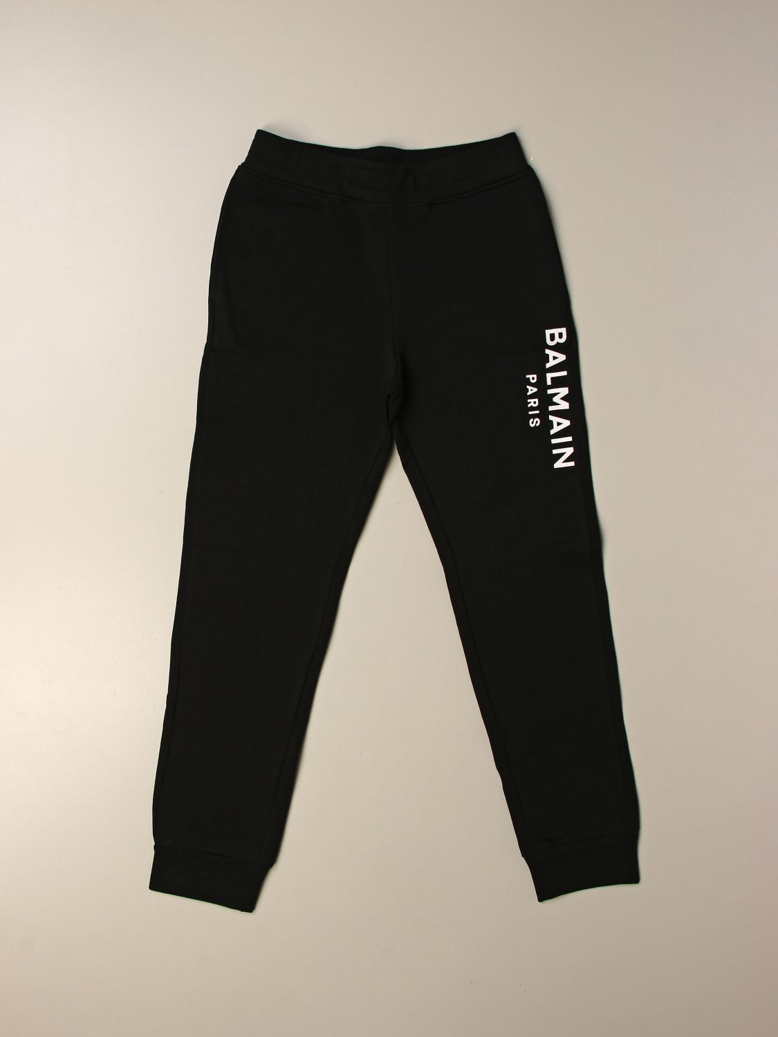 BALMAIN: cotton jogging trousers - Black | Balmain pants 6N6647 NX300