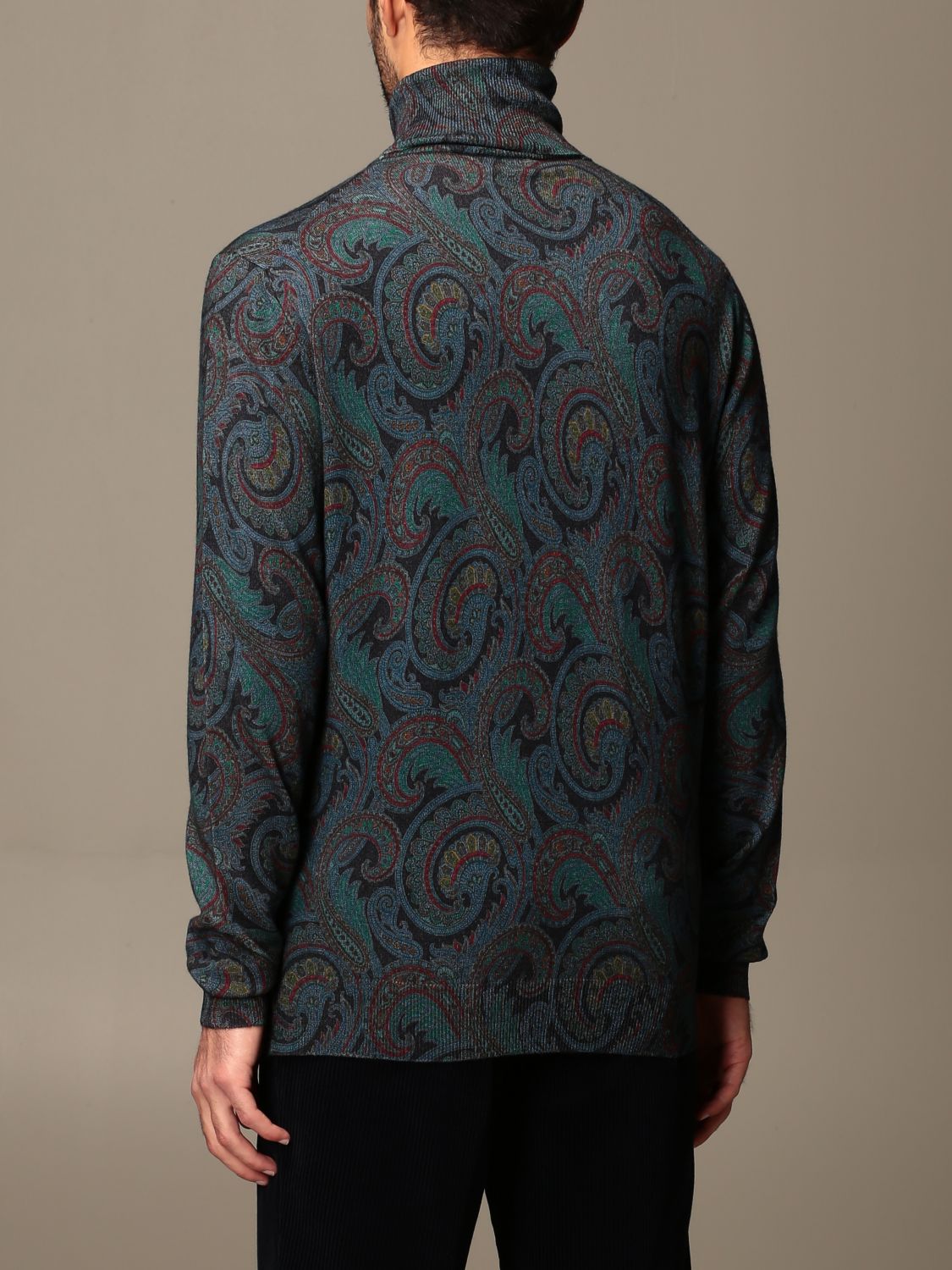 Etro Etro Jersey Turtleneck Sweater With Paisley Motifs - Stylemyle