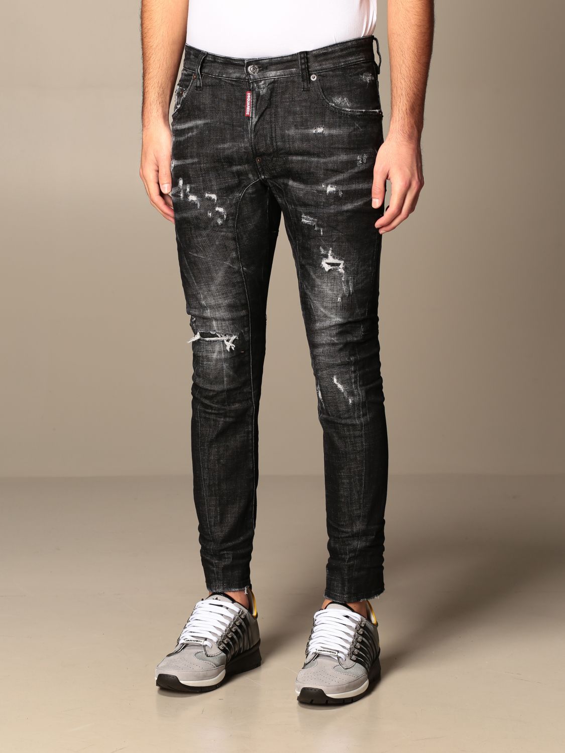 Zuidelijk verrader Inheems DSQUARED2: jeans in used denim with tears - Black | Dsquared2 jeans  S71LB0801 S30357 online on GIGLIO.COM