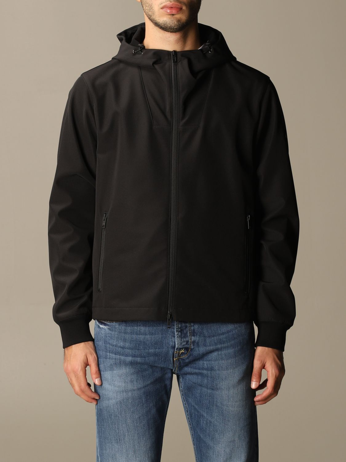 FAY: jacket with hood and zip - Black | Fay jacket NAM12410520 SFD ...