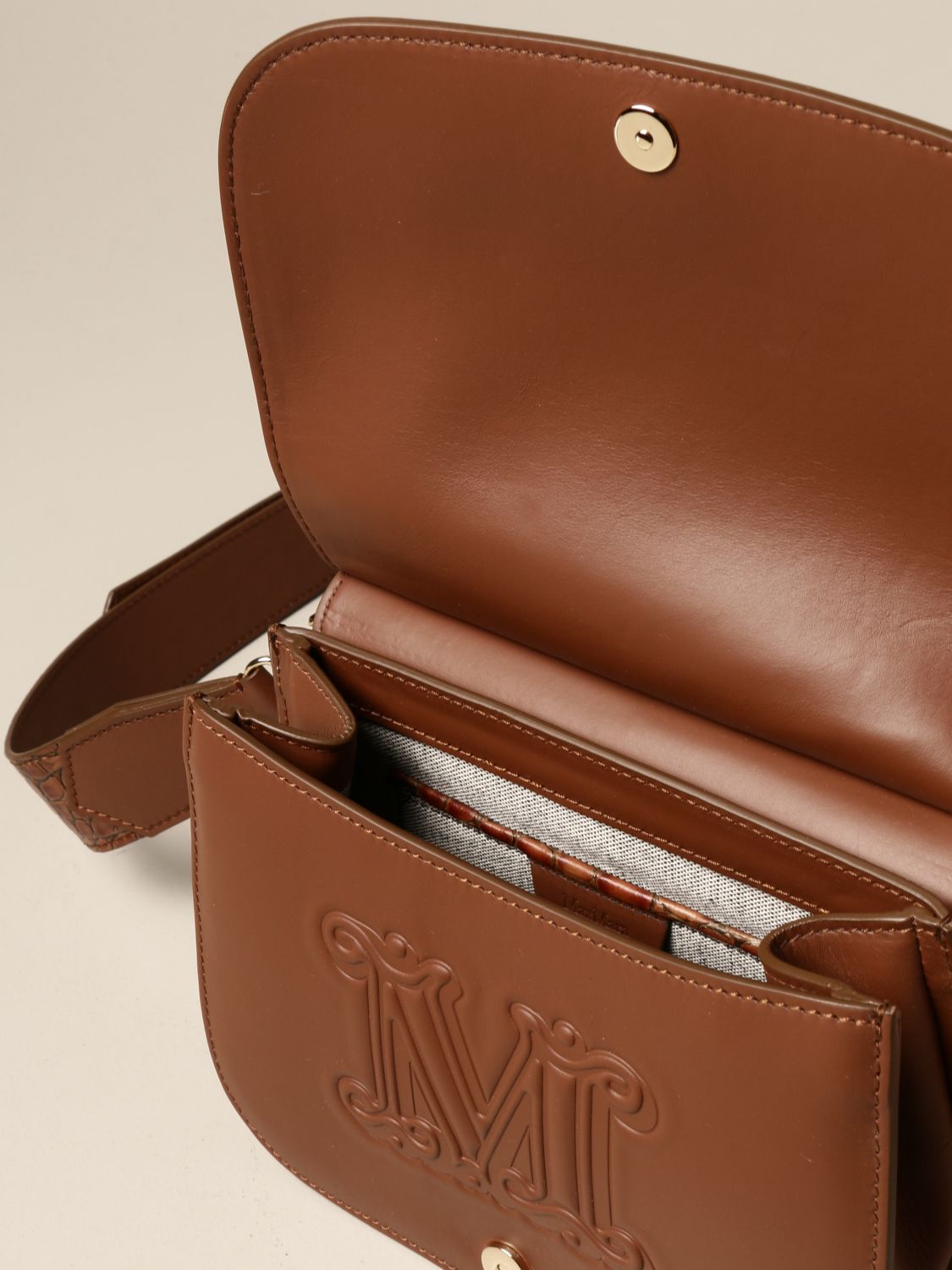 MAX MARA THE CUBE crossbody bag in crocodile print leather Leather