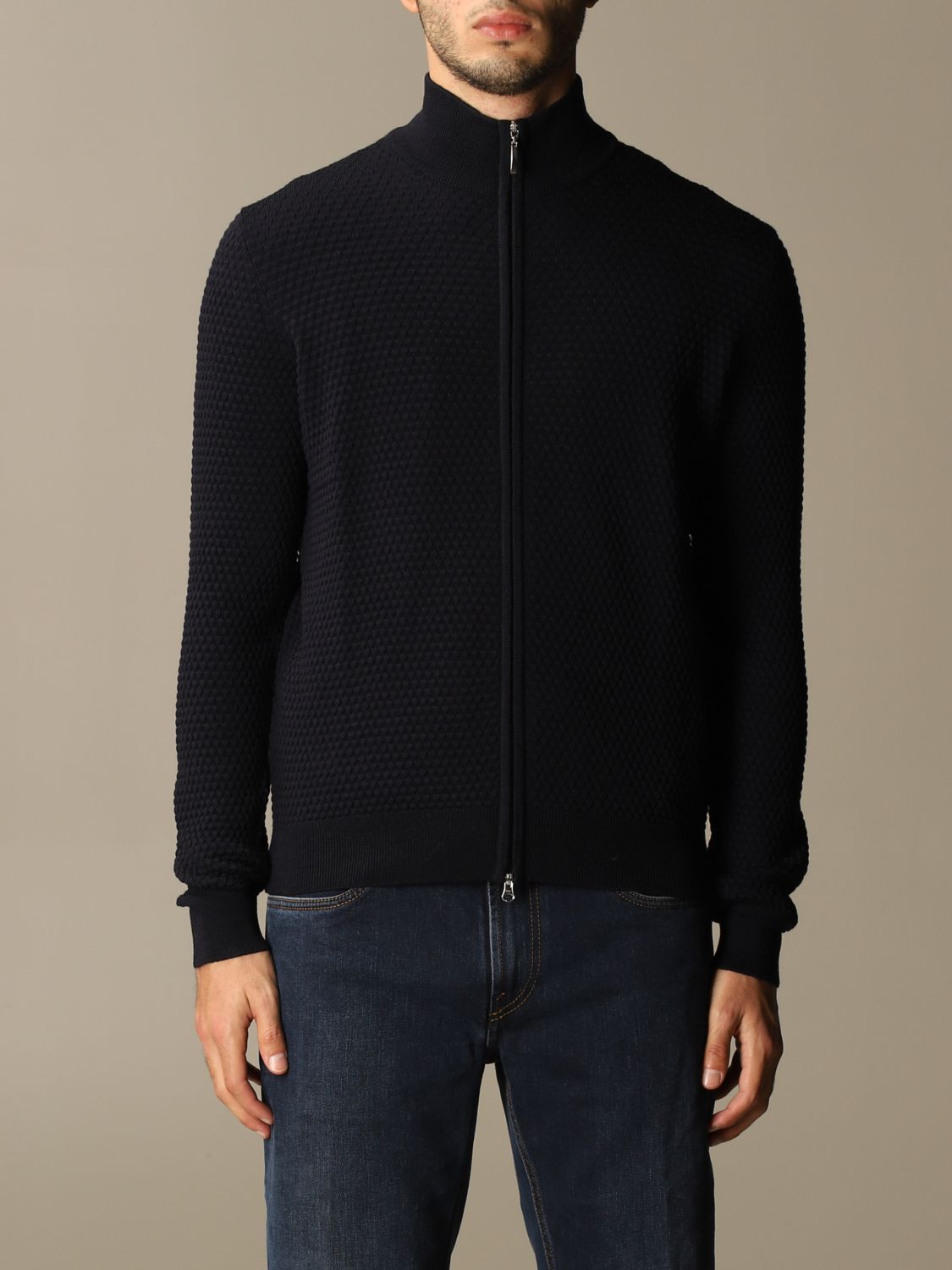 Gran Sasso Outlet: cardigan in wool with zip - Blue | Gran Sasso ...
