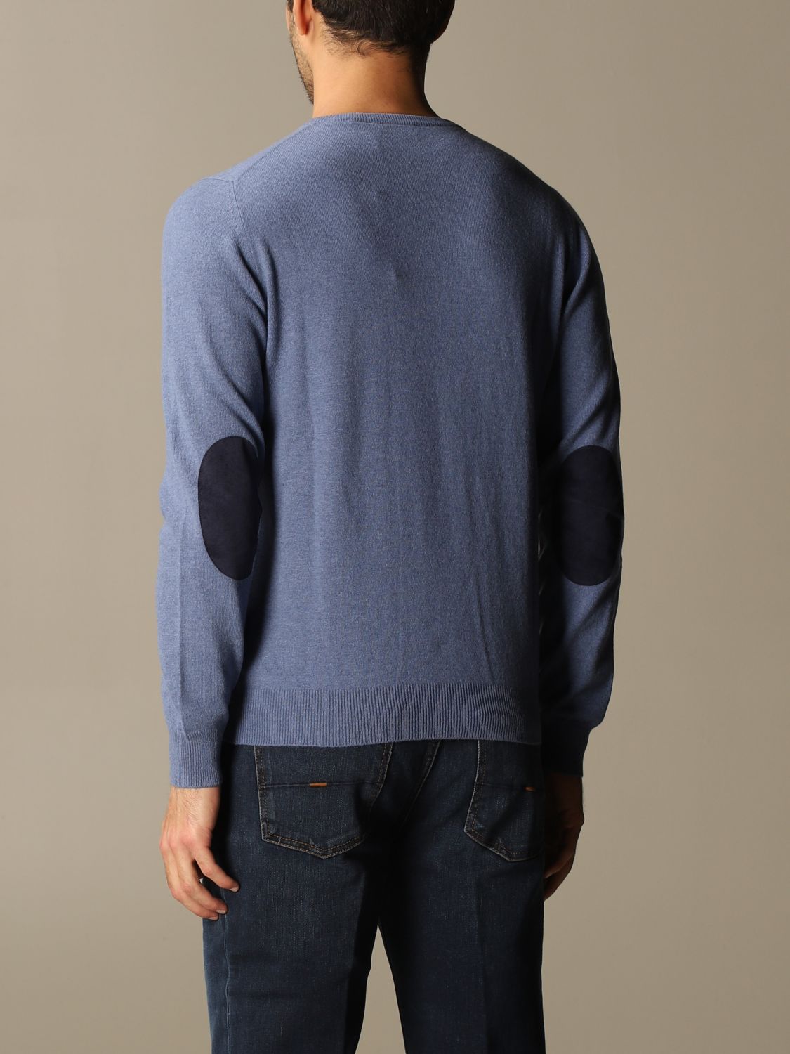 Gran Sasso Outlet Crewneck Sweater With Patches Gnawed Blue Gran Sasso Sweater 5516719691 9239