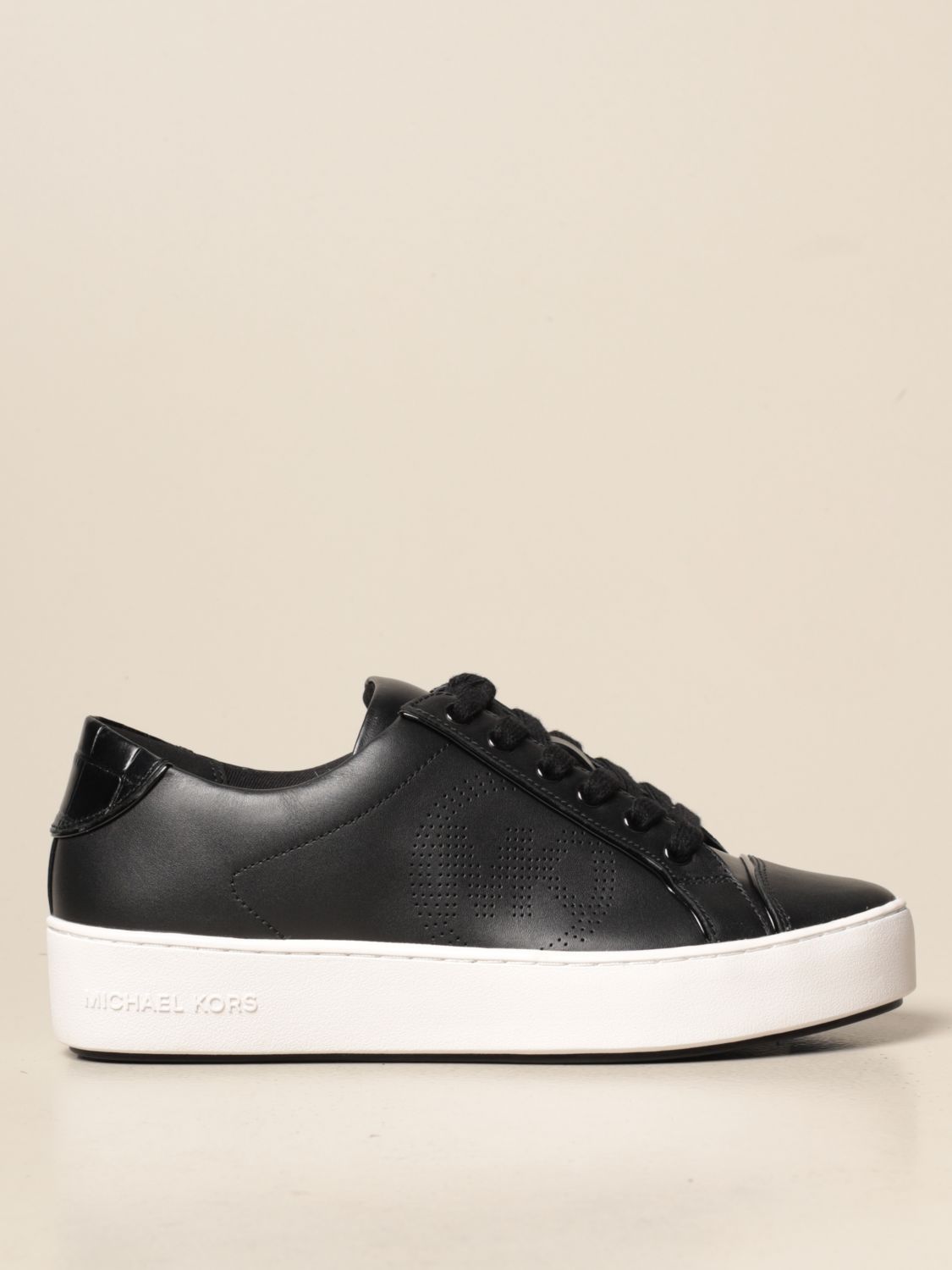 Michael Kors Outlet: Michael leather sneakers with MK logo - Black | Michael  Kors sneakers 43T0KBFS5L online on 