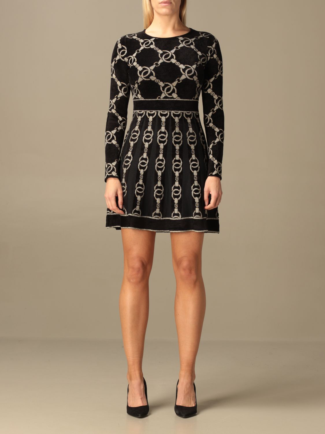 TWINSET Twinset dress in jacquard knit with chain motif Black