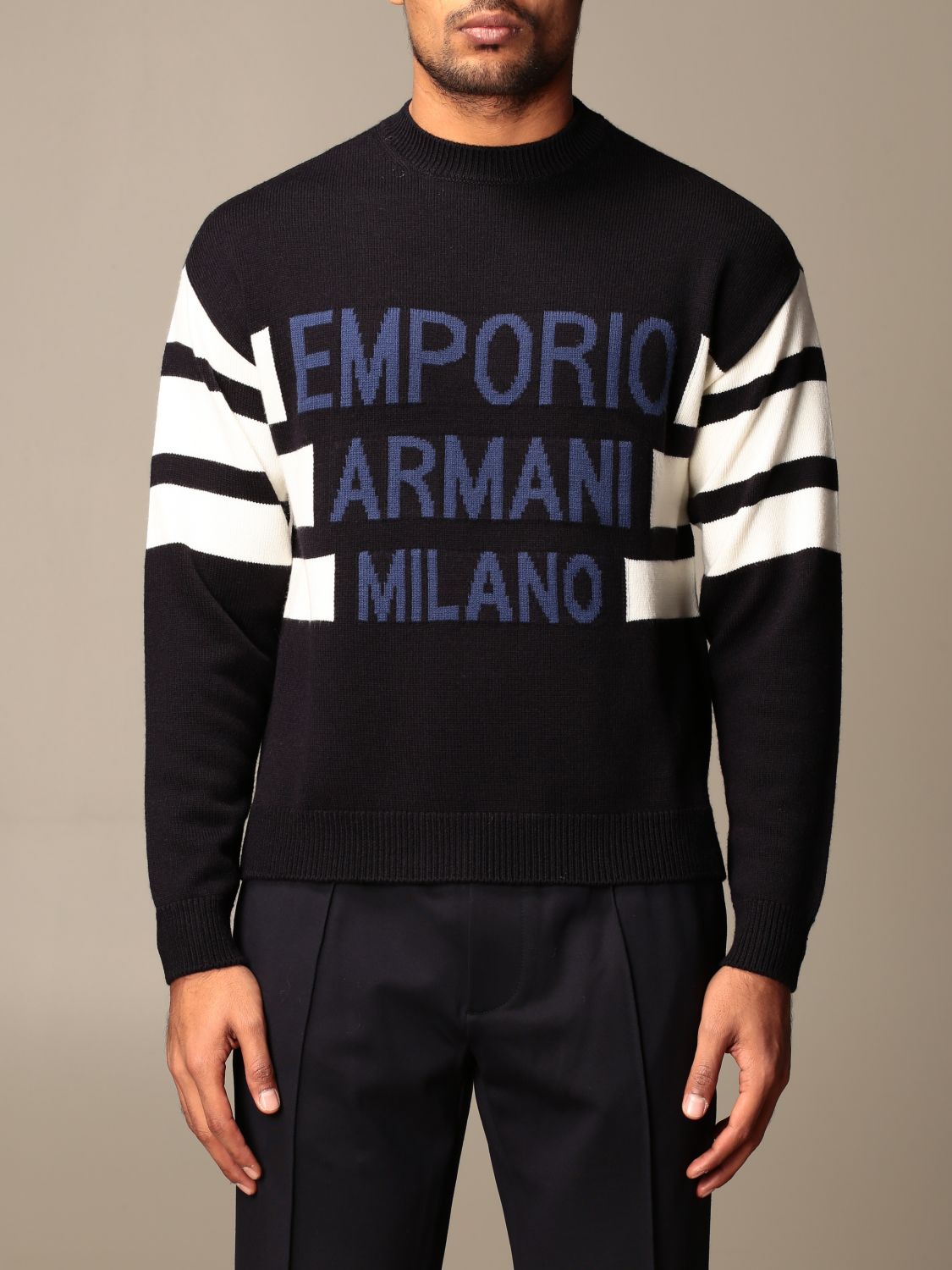 EMPORIO ARMANI: crewneck sweater with logo | Sweater Emporio Armani Men ...